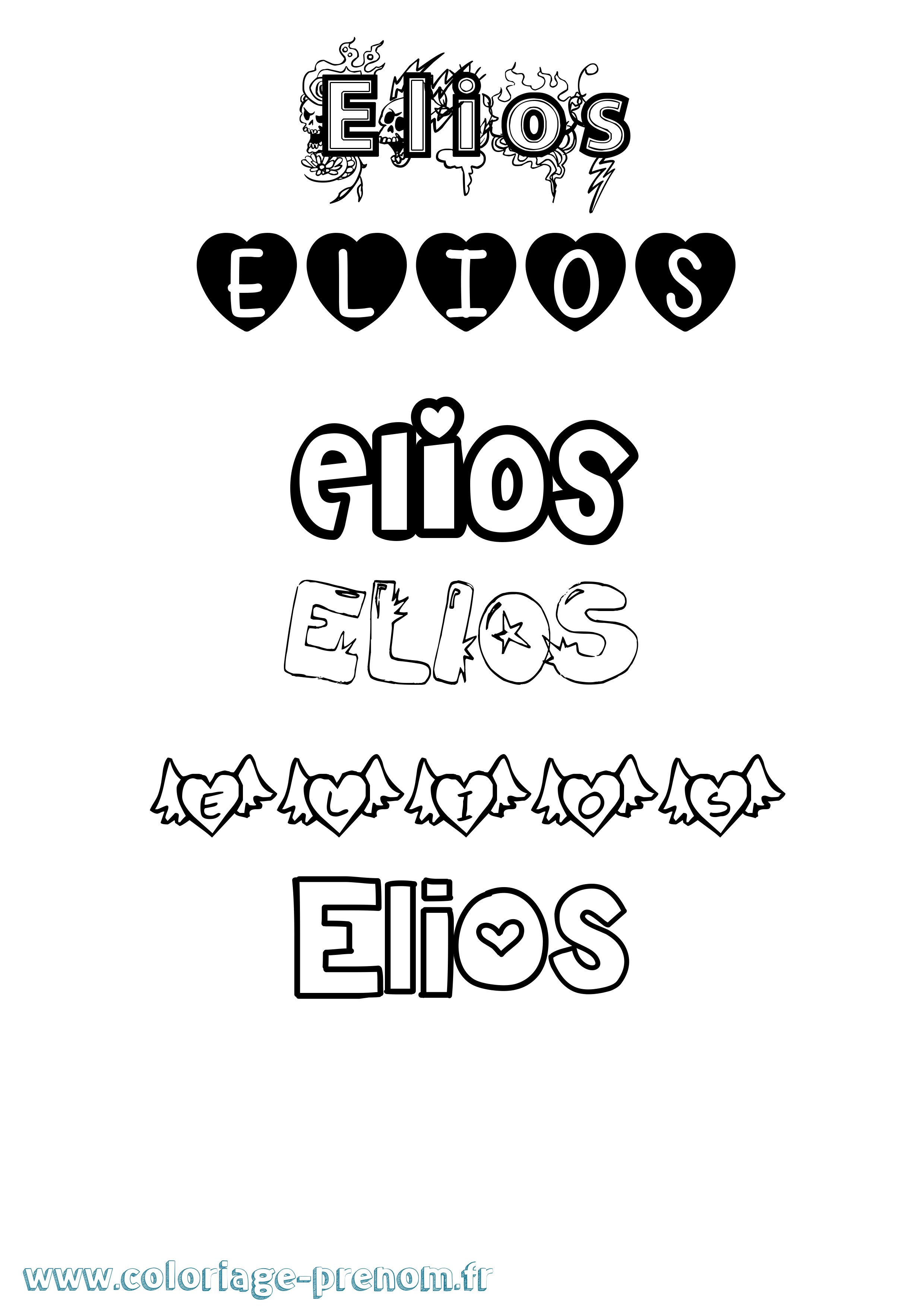 Coloriage Elios Girly Coloriage prénom Elios Girly