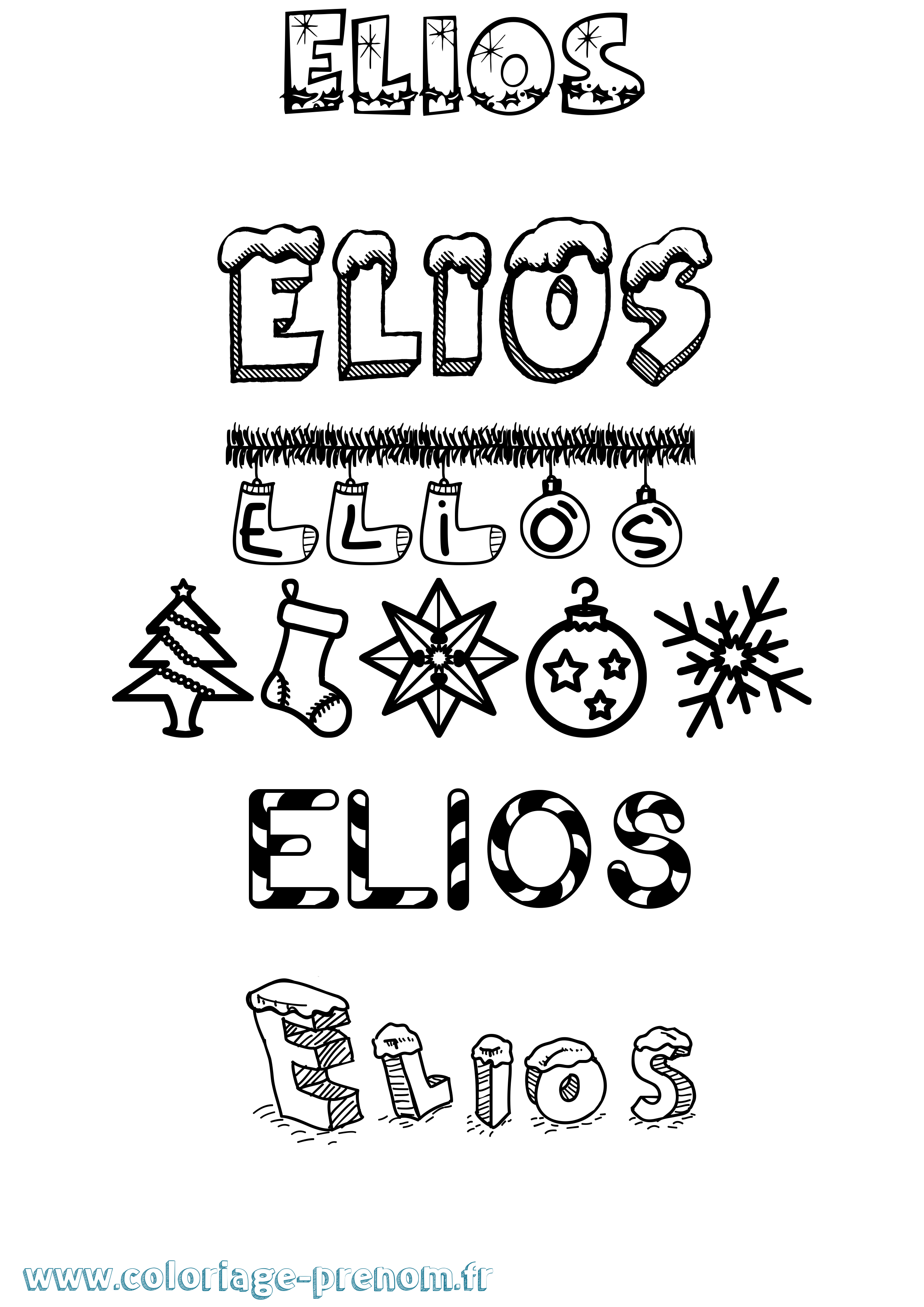 Coloriage Elios Noël Coloriage prénom Elios Noël