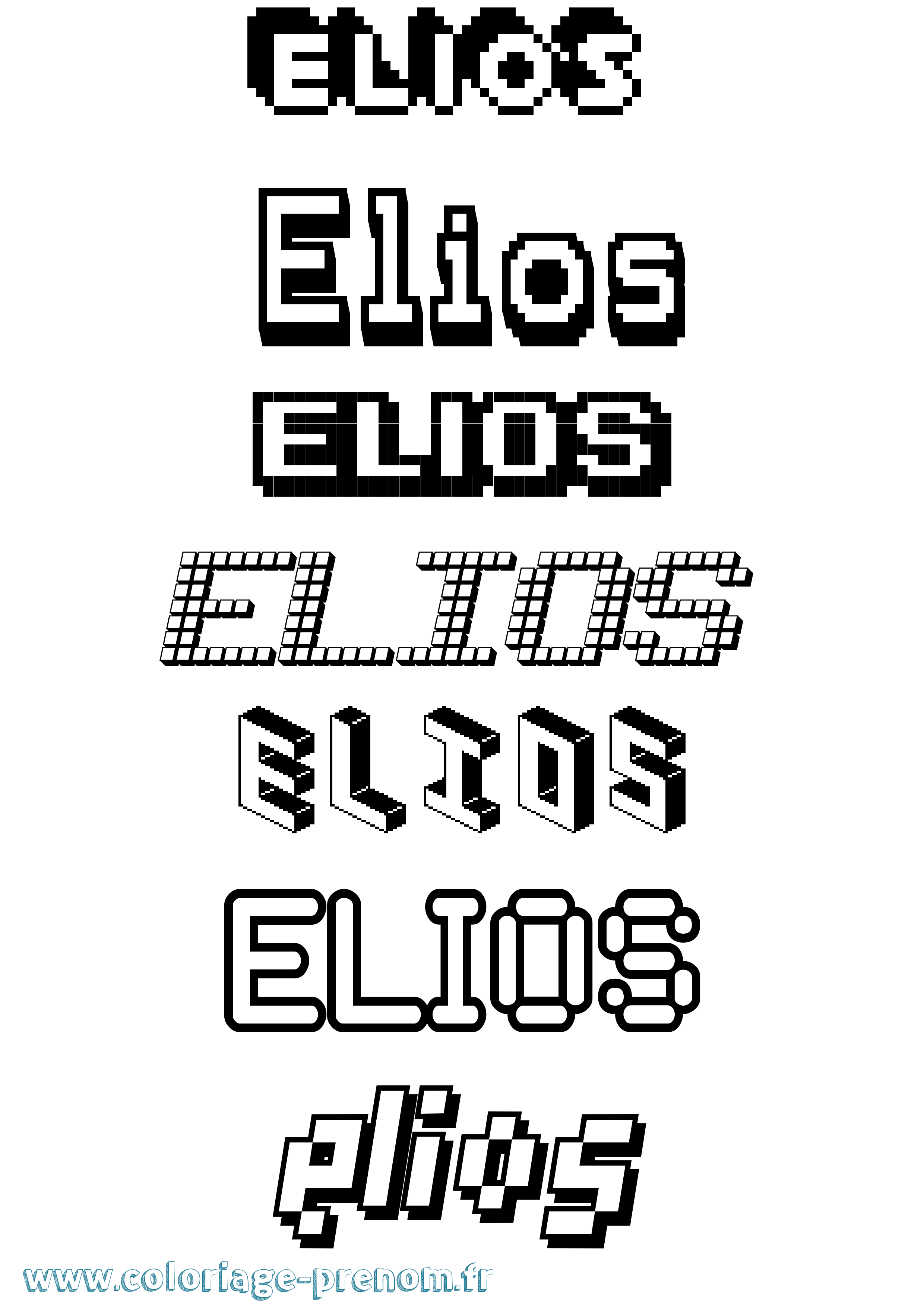 Coloriage Elios Pixel Coloriage prénom Elios Pixel