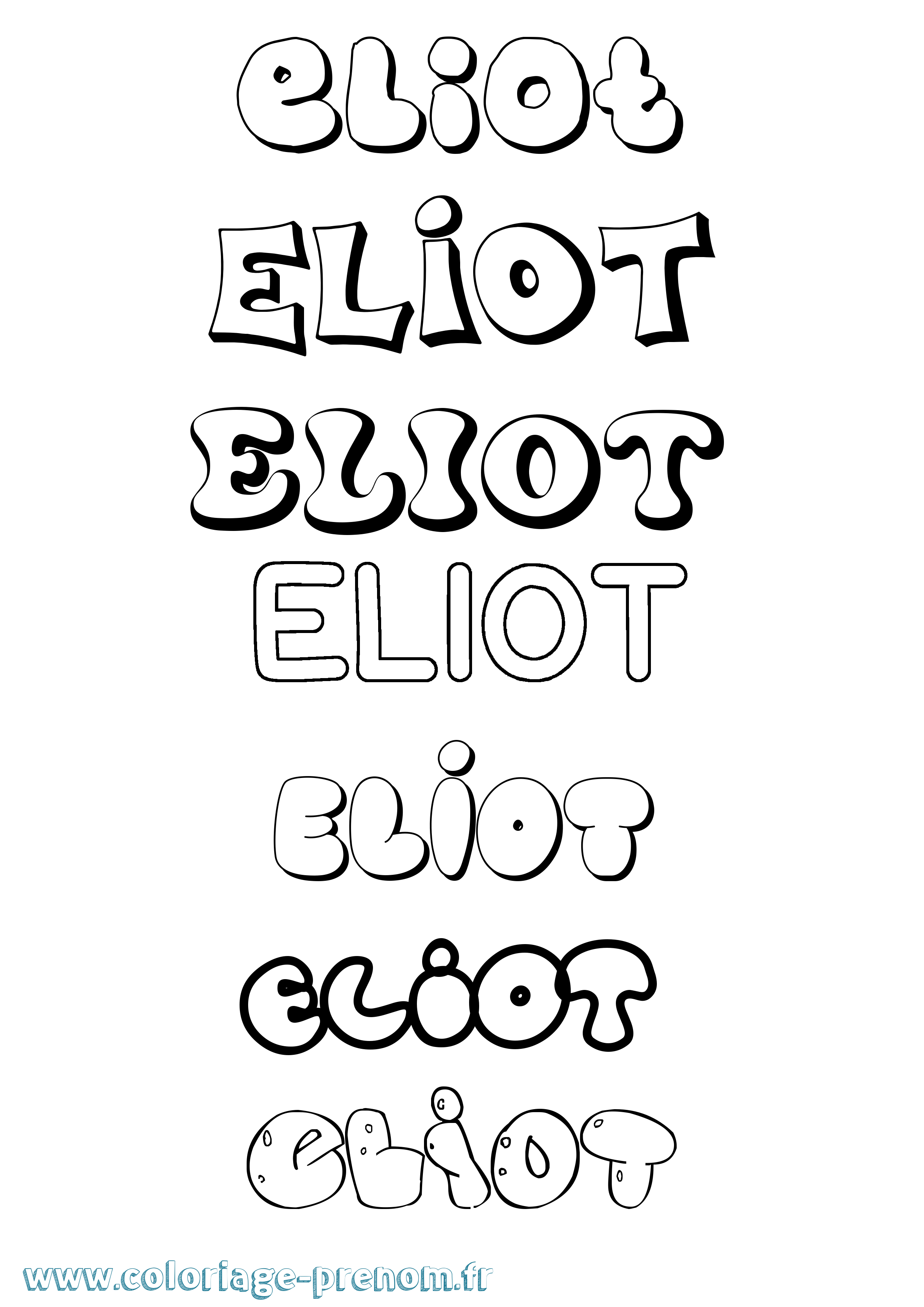 Coloriage prénom Eliot Bubble