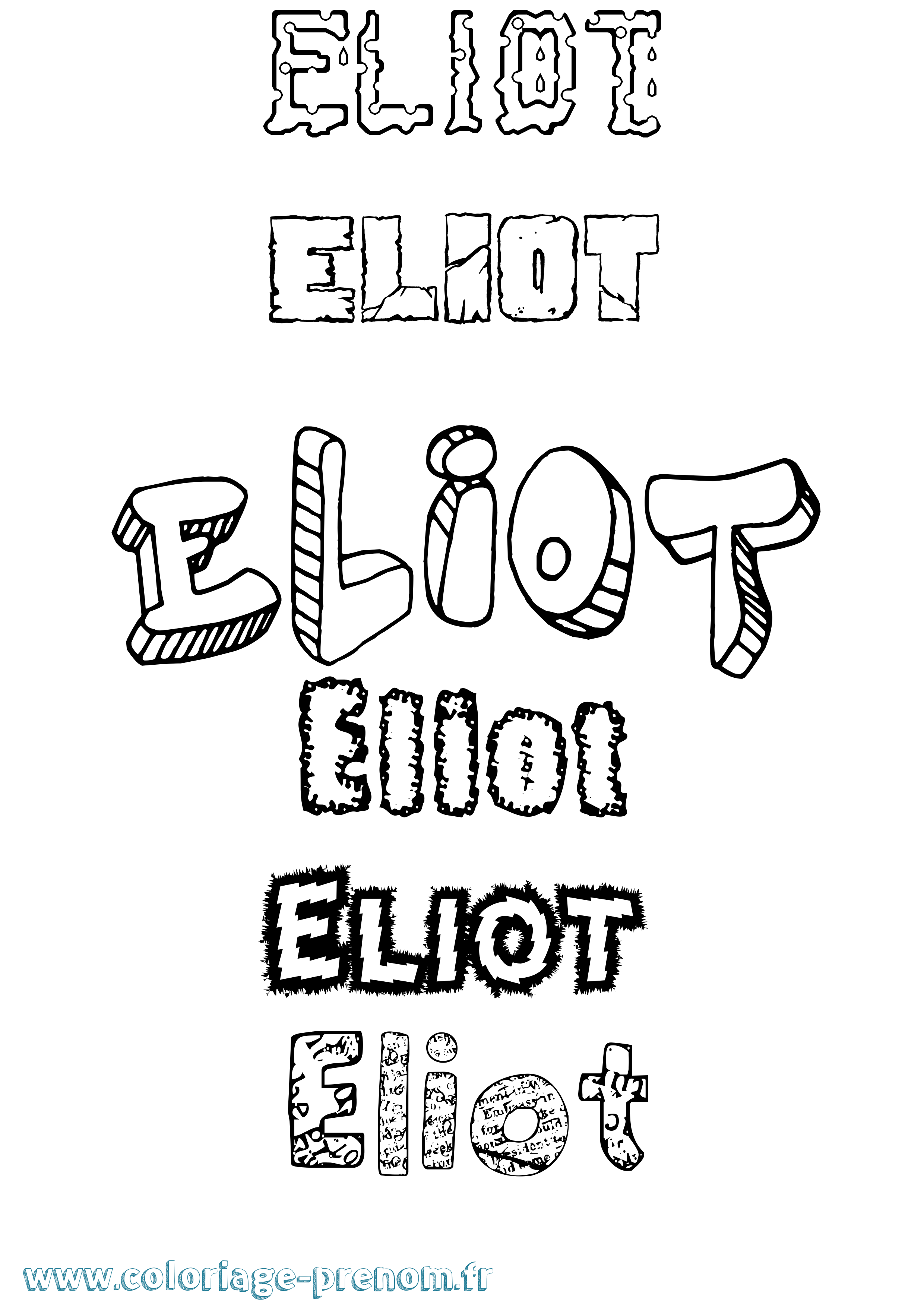 Coloriage prénom Eliot Destructuré