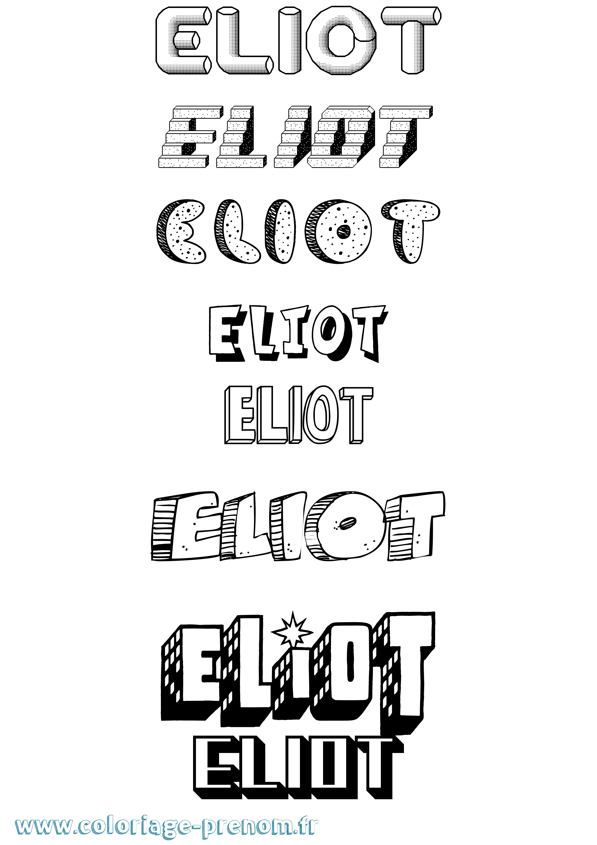 Coloriage prénom Eliot Effet 3D