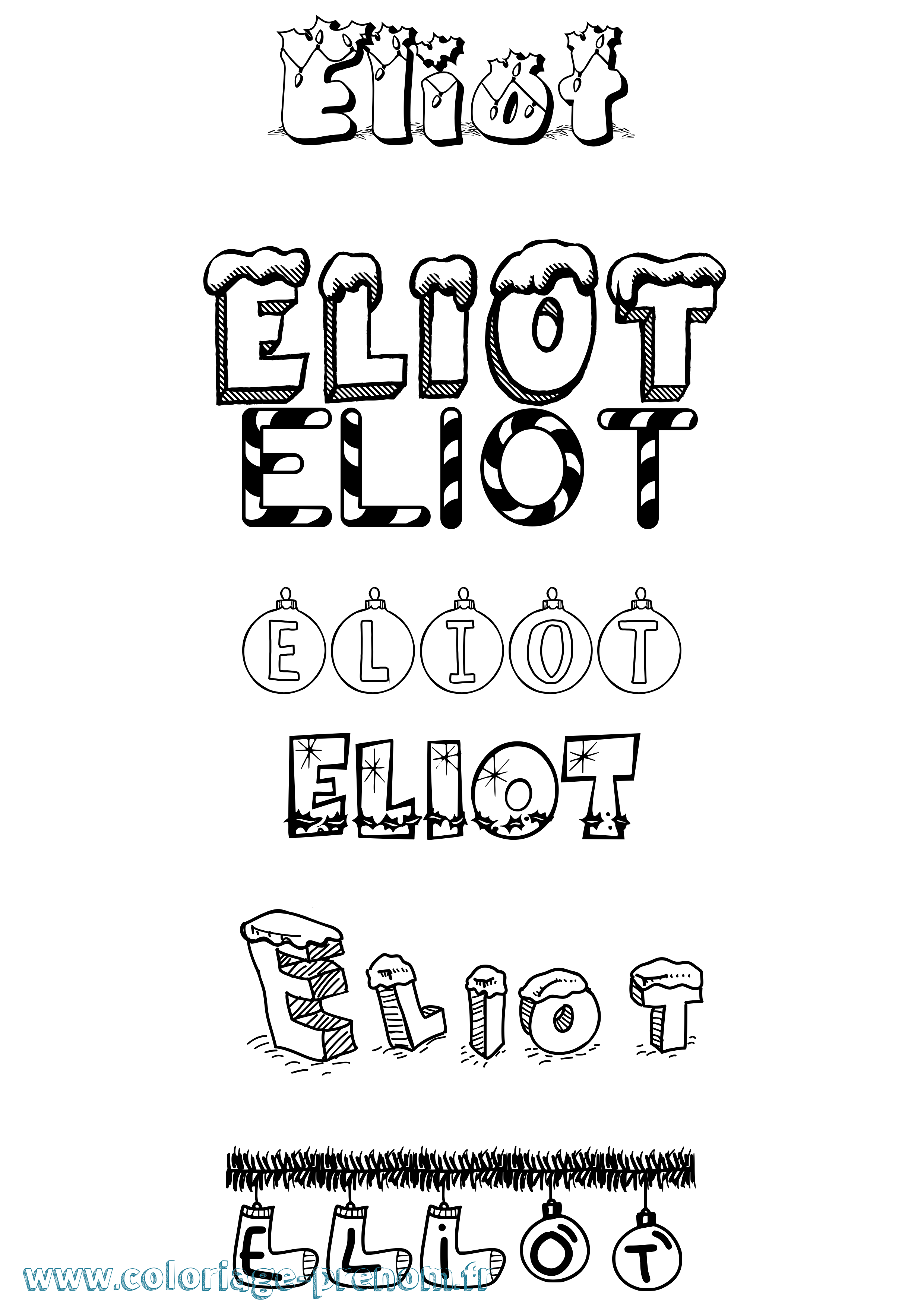Coloriage prénom Eliot Noël