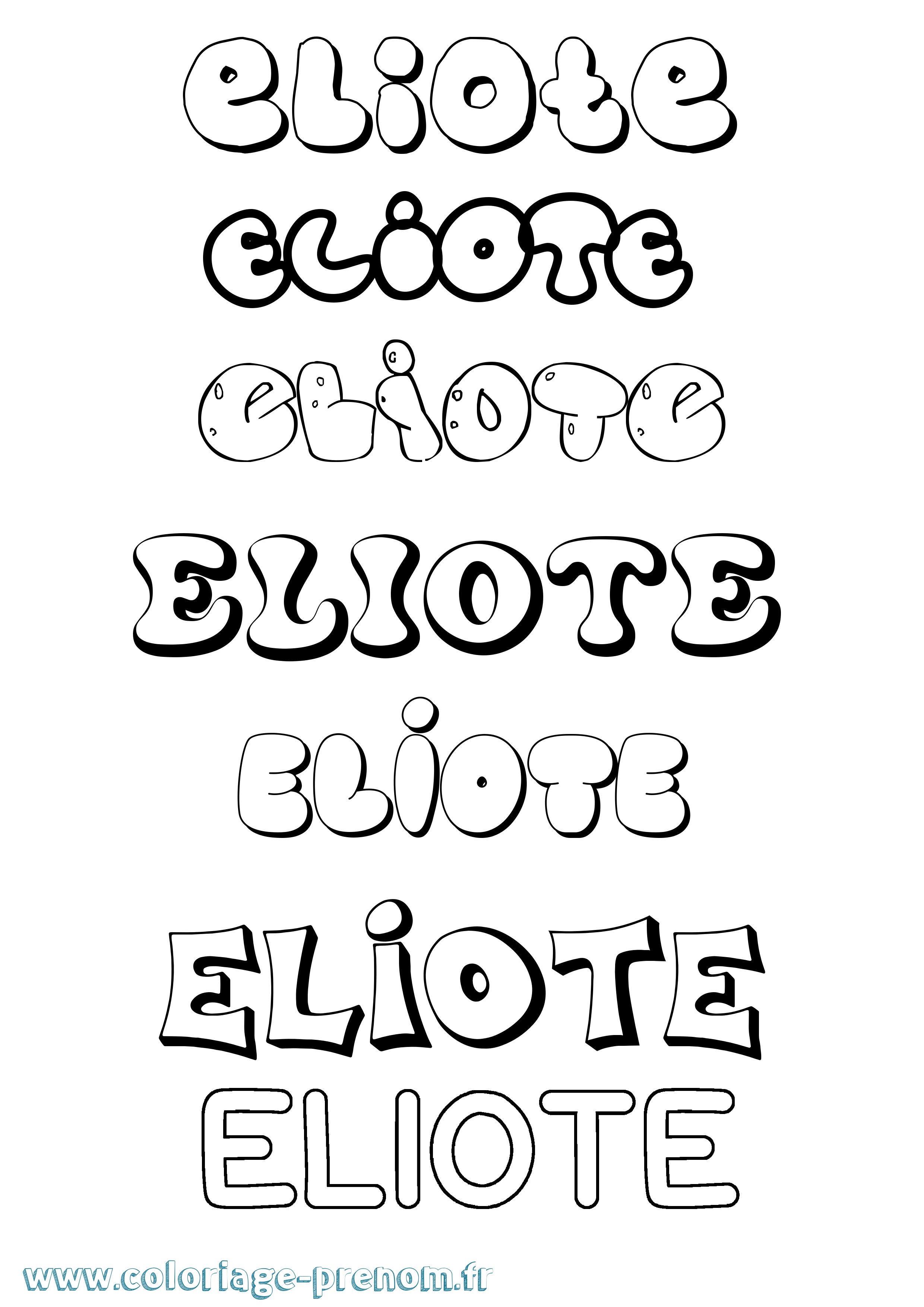 Coloriage prénom Eliote Bubble