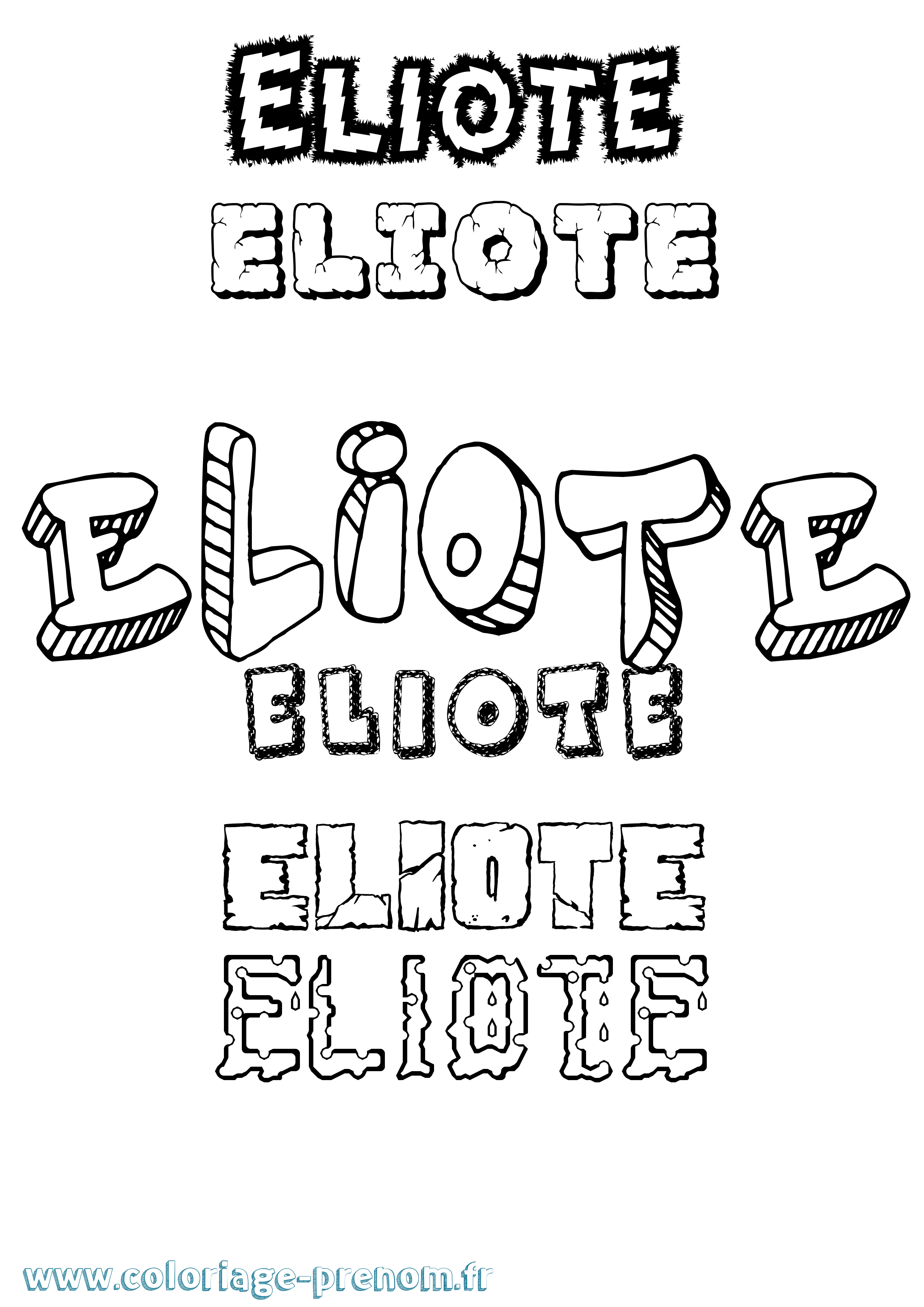 Coloriage prénom Eliote Destructuré