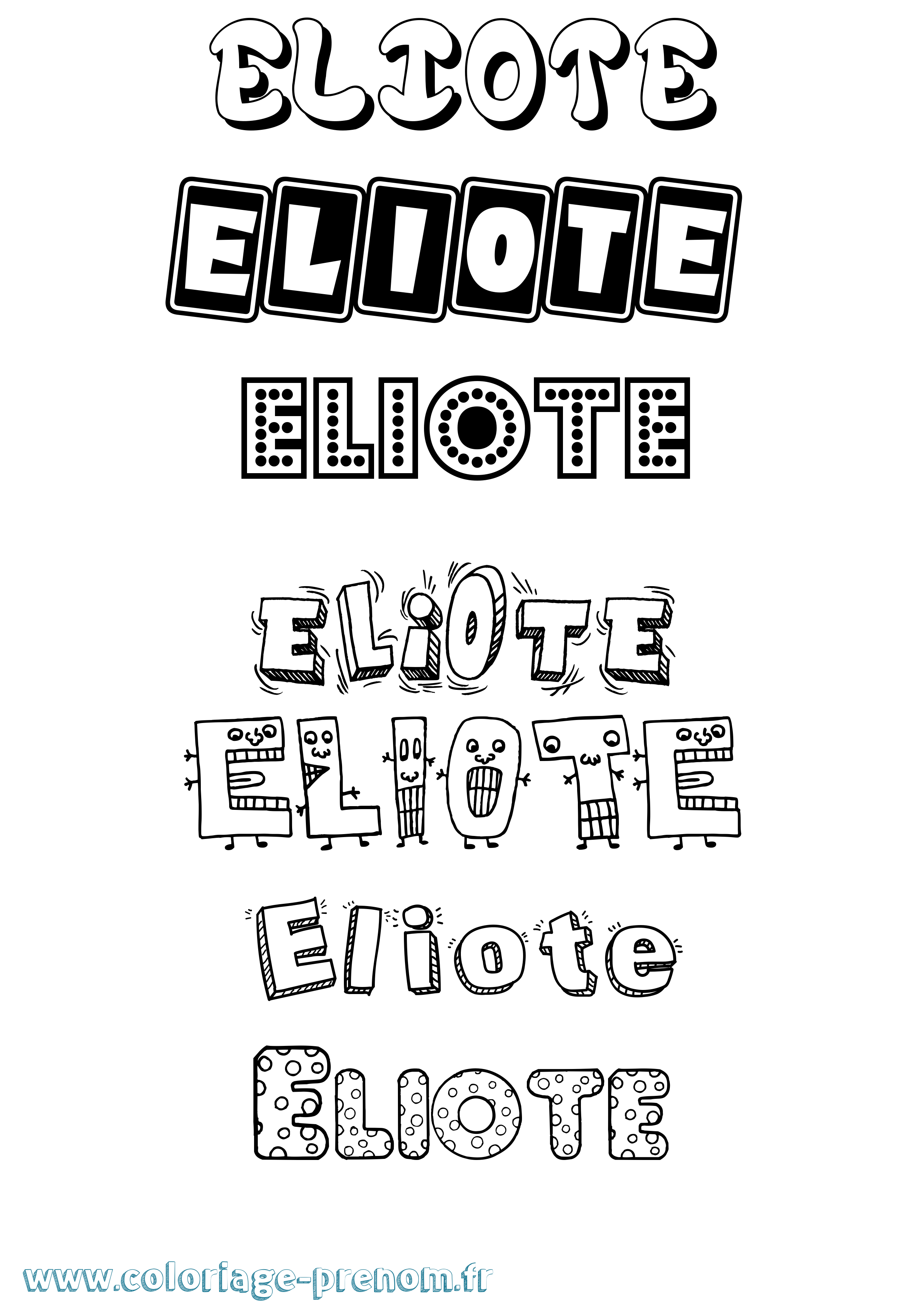 Coloriage prénom Eliote Fun