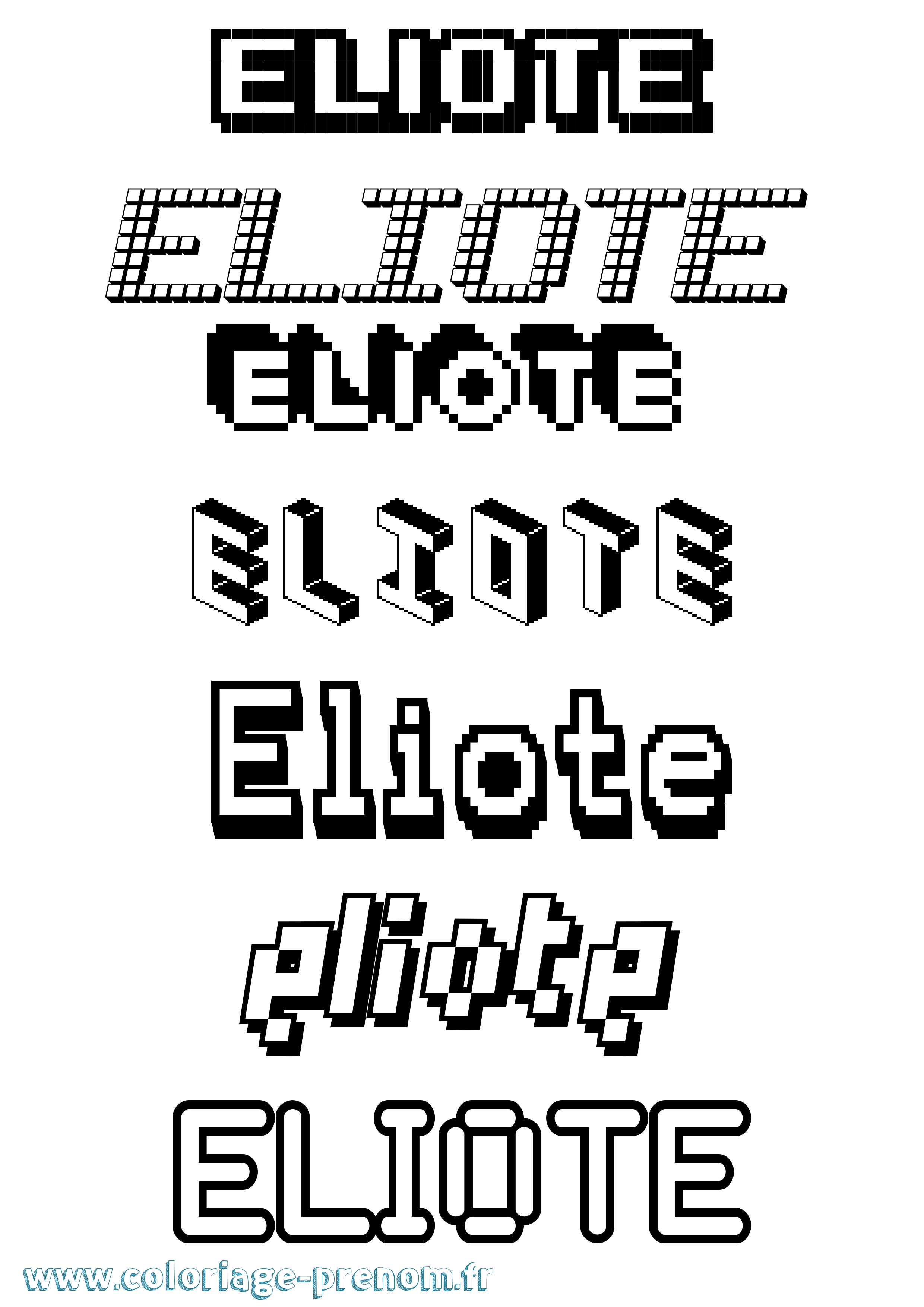 Coloriage prénom Eliote Pixel