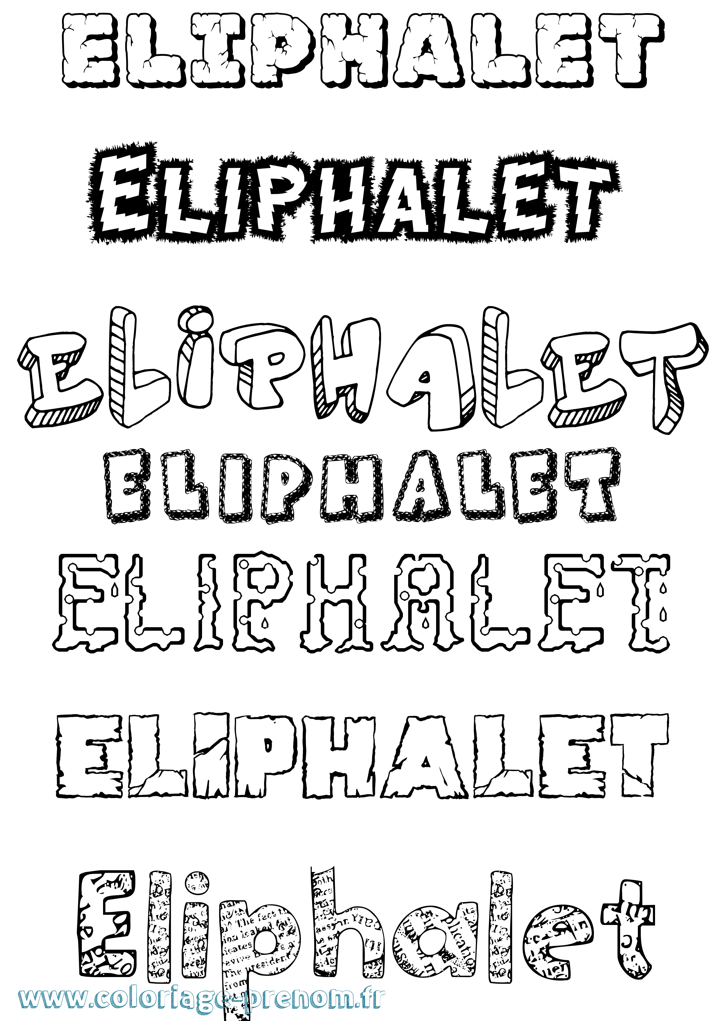 Coloriage prénom Eliphalet Destructuré