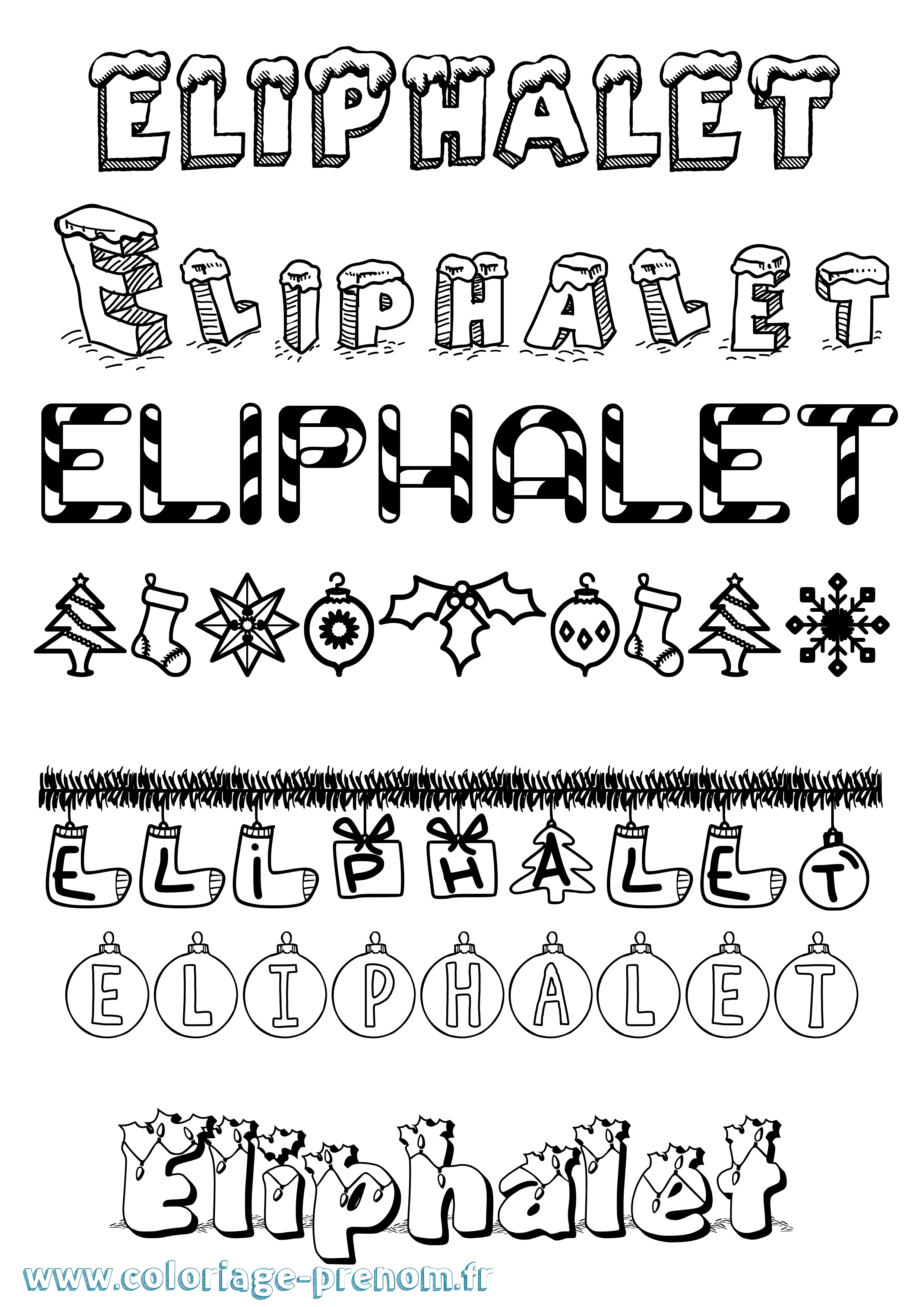 Coloriage prénom Eliphalet Noël