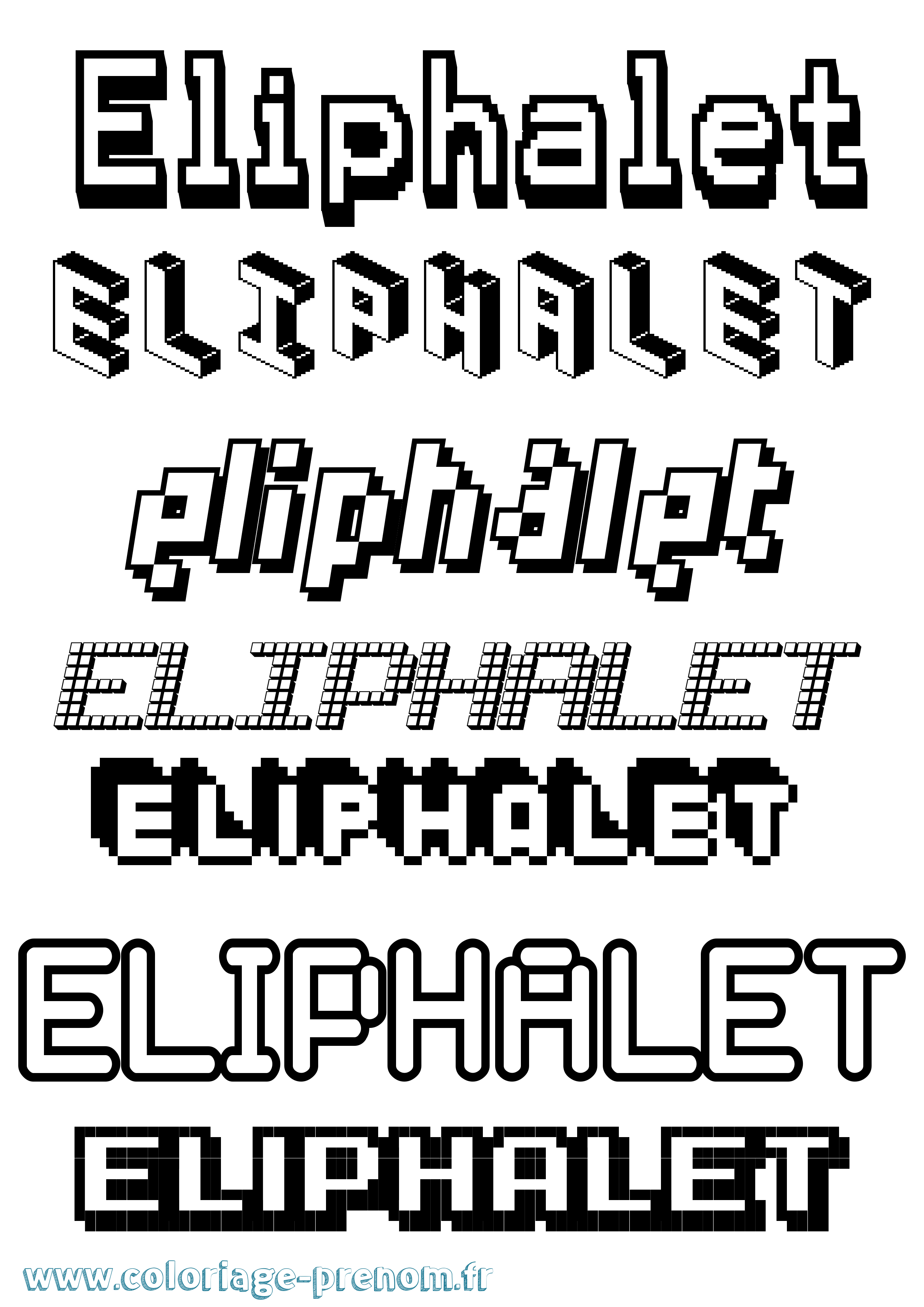 Coloriage prénom Eliphalet Pixel