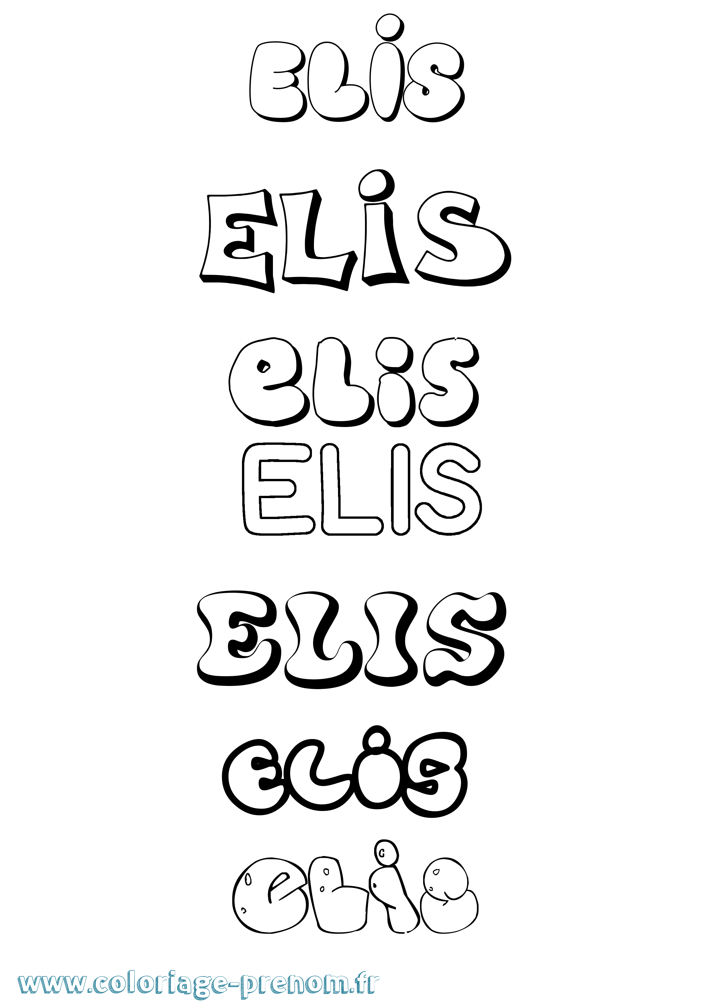 Coloriage prénom Elis Bubble