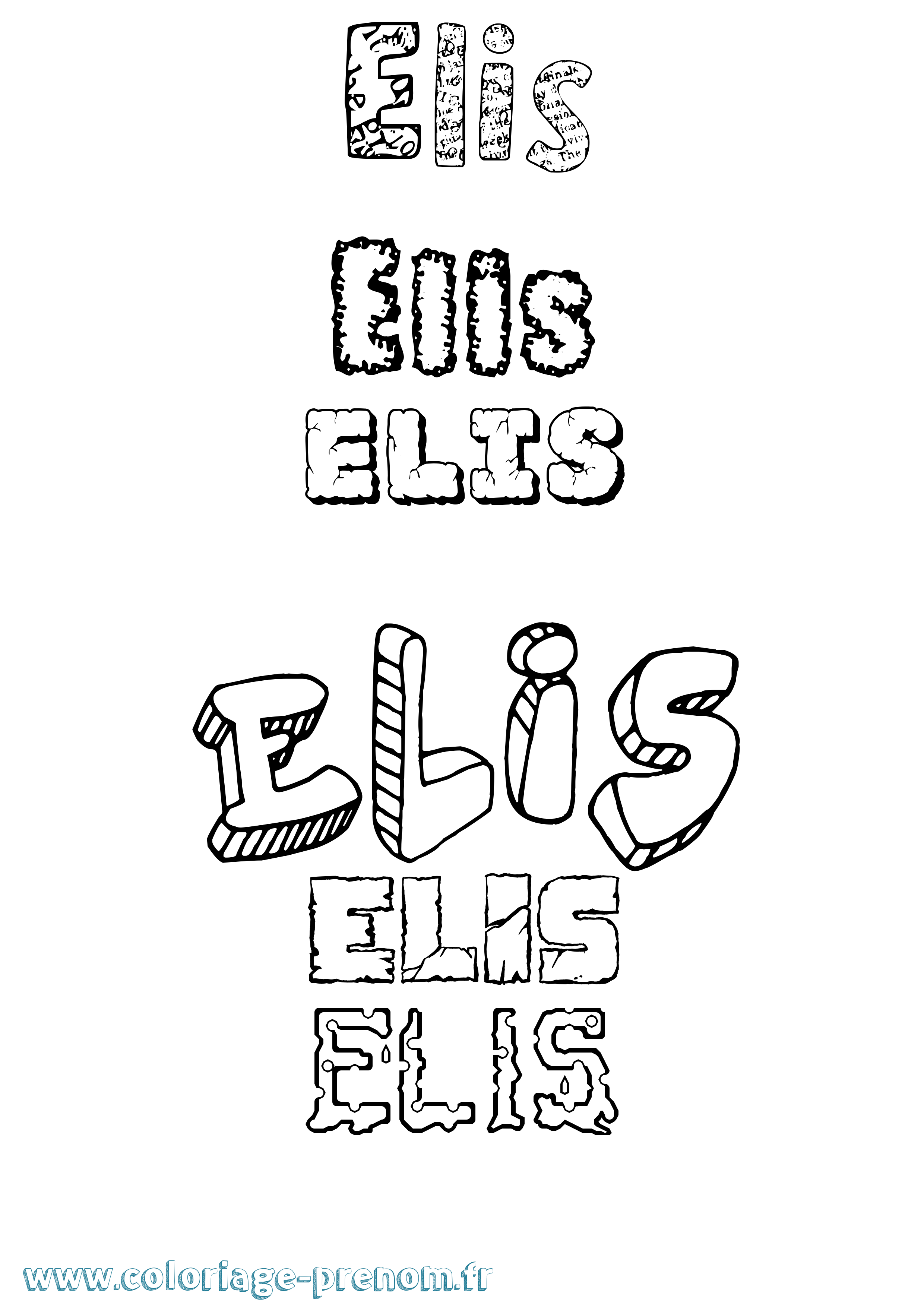 Coloriage prénom Elis Destructuré
