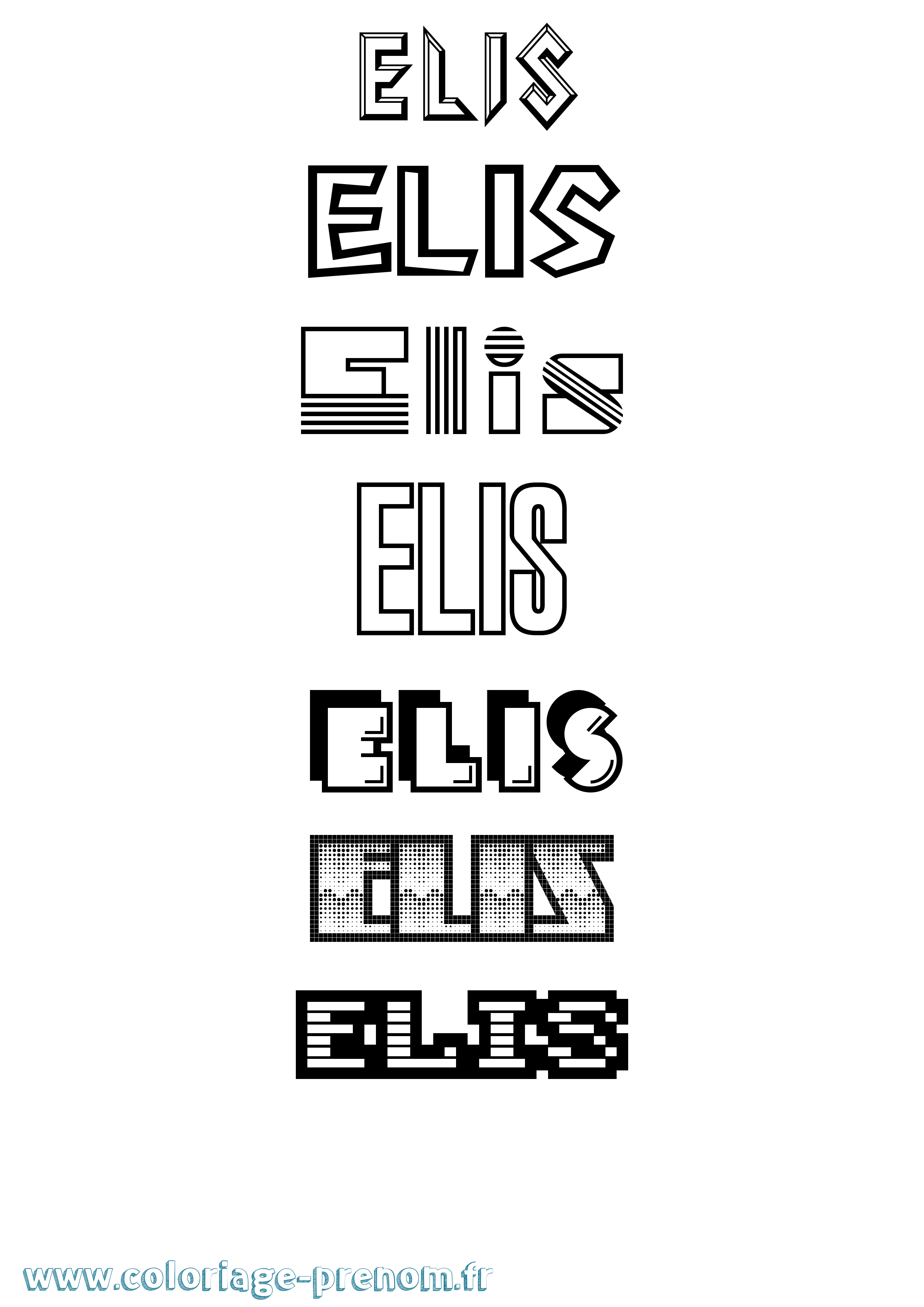 Coloriage prénom Elis Jeux Vidéos