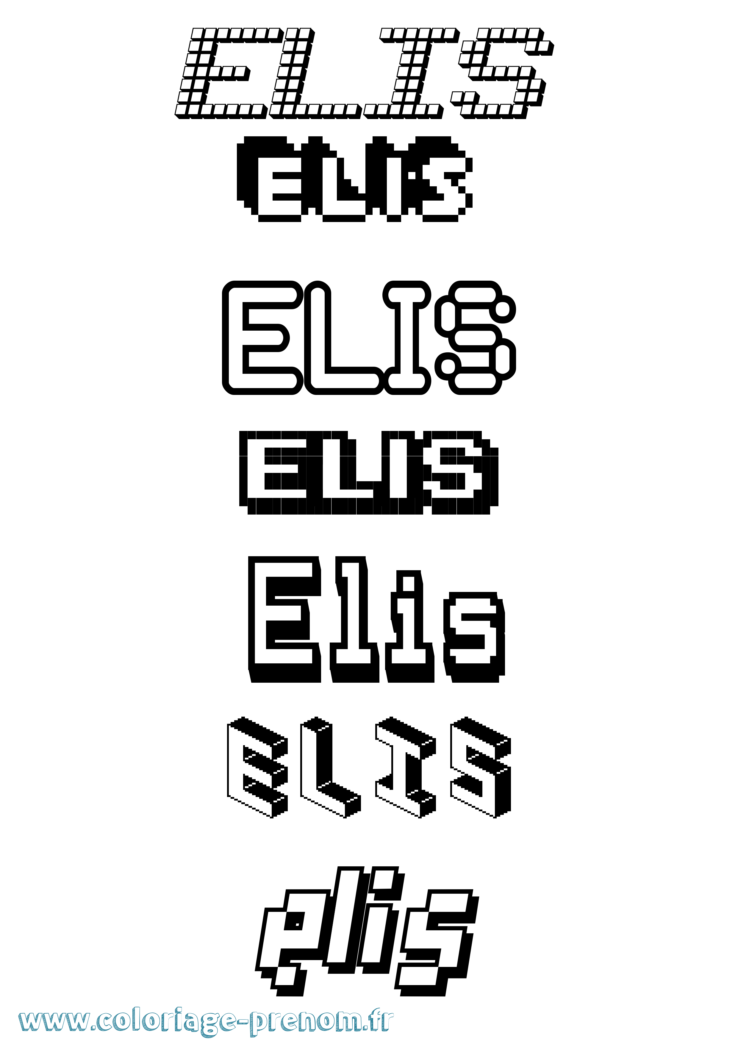 Coloriage prénom Elis Pixel