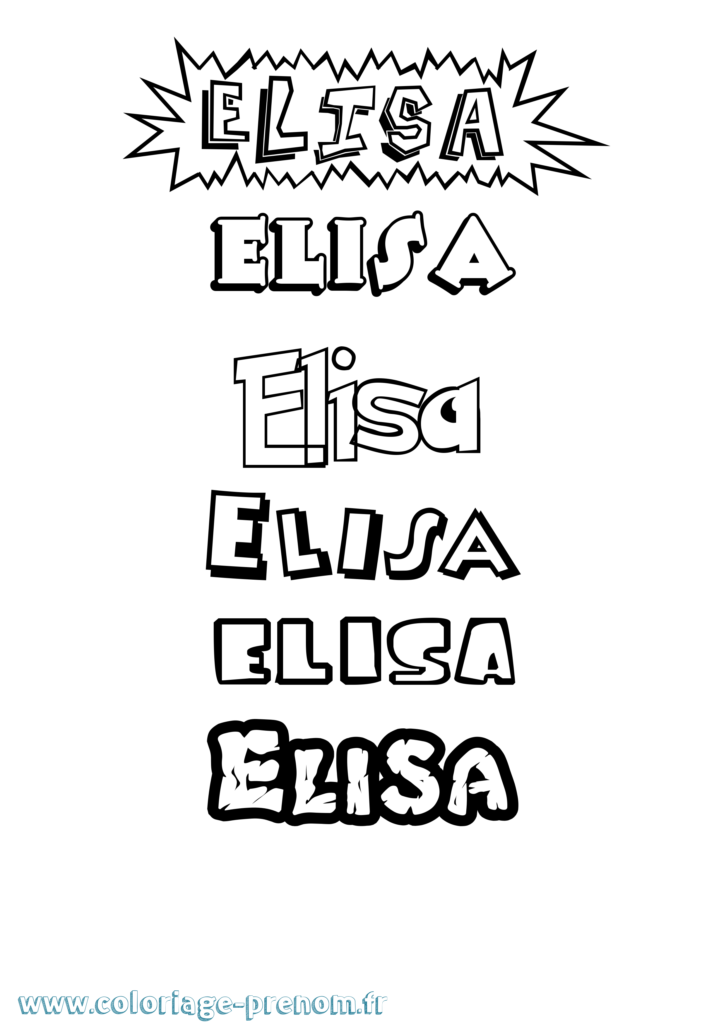 Coloriage prénom Elisa Dessin Animé