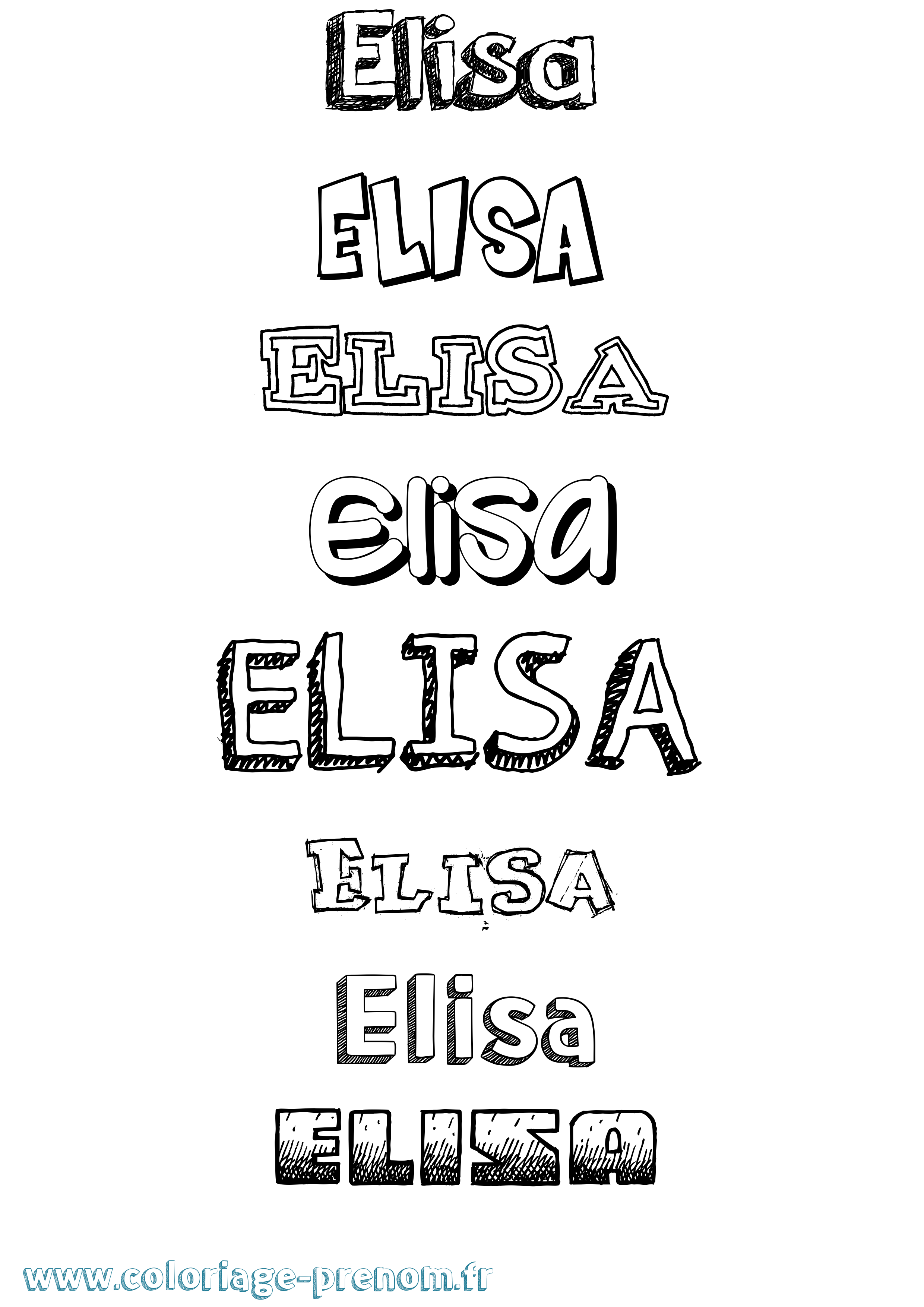 Coloriage prénom Elisa Dessiné