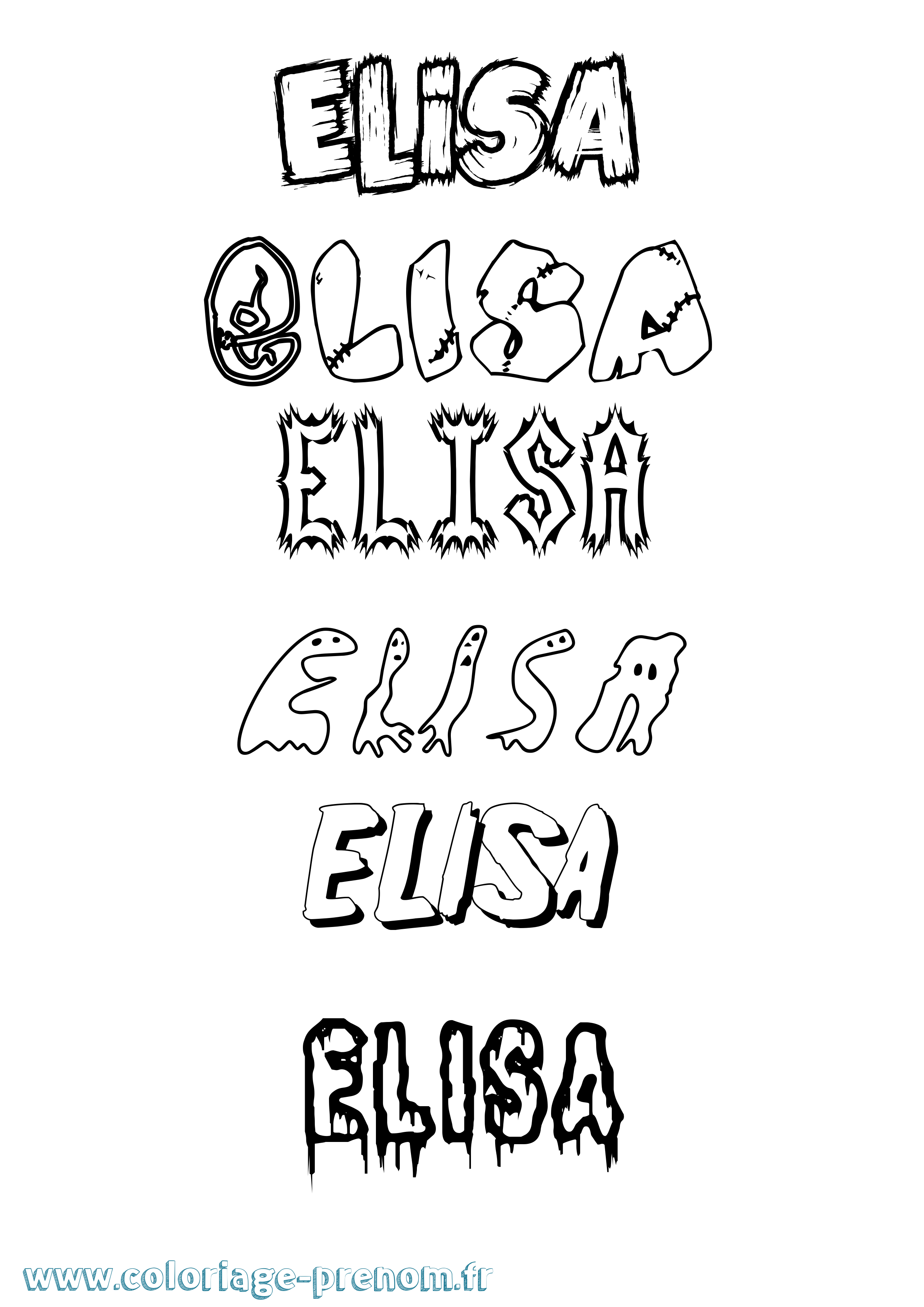 Coloriage prénom Elisa Frisson