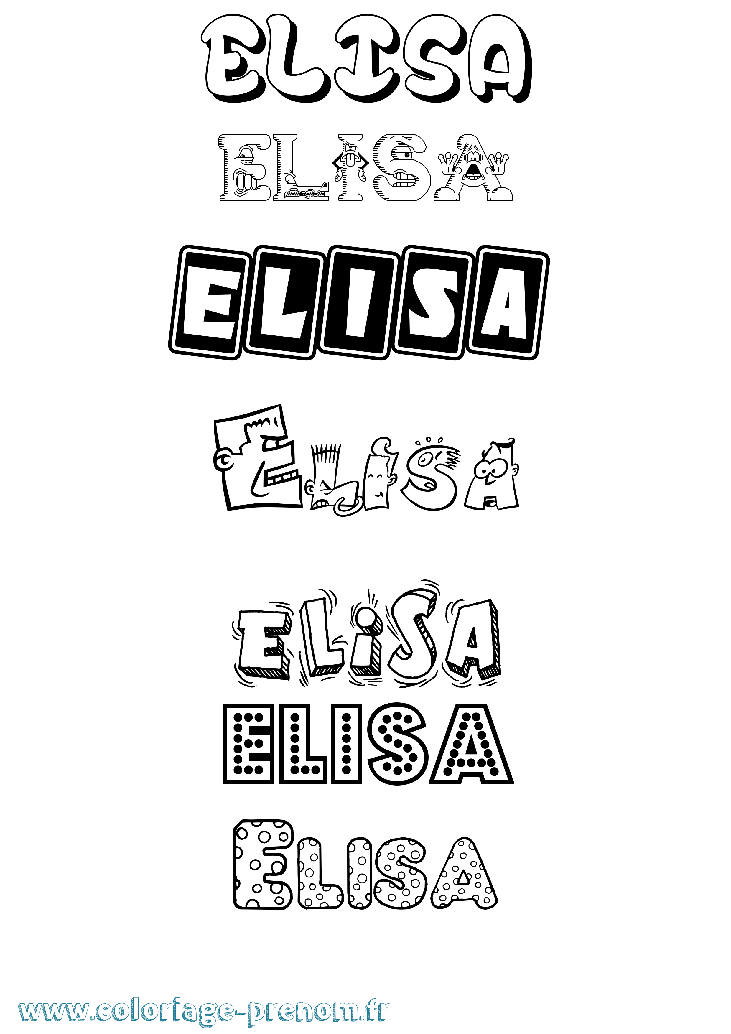 Coloriage prénom Elisa Fun