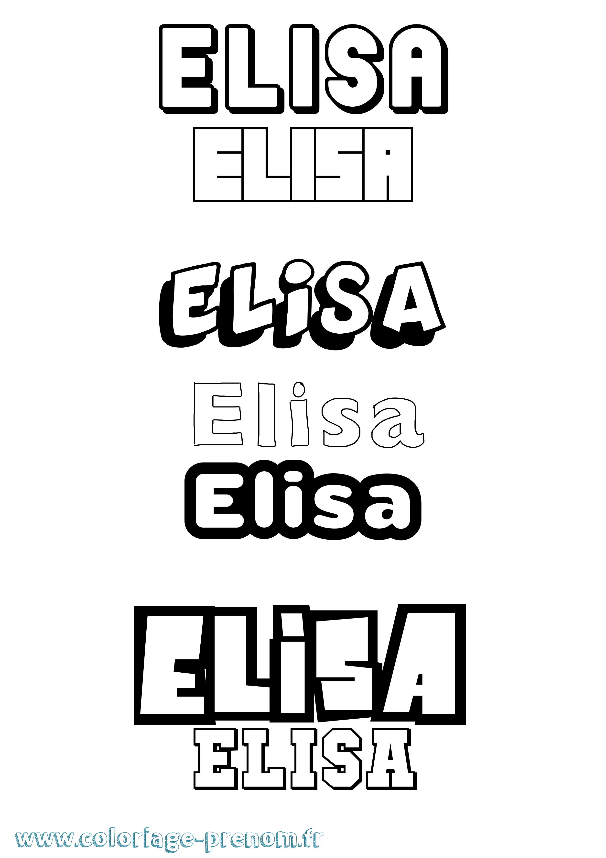 Coloriage prénom Elisa Simple