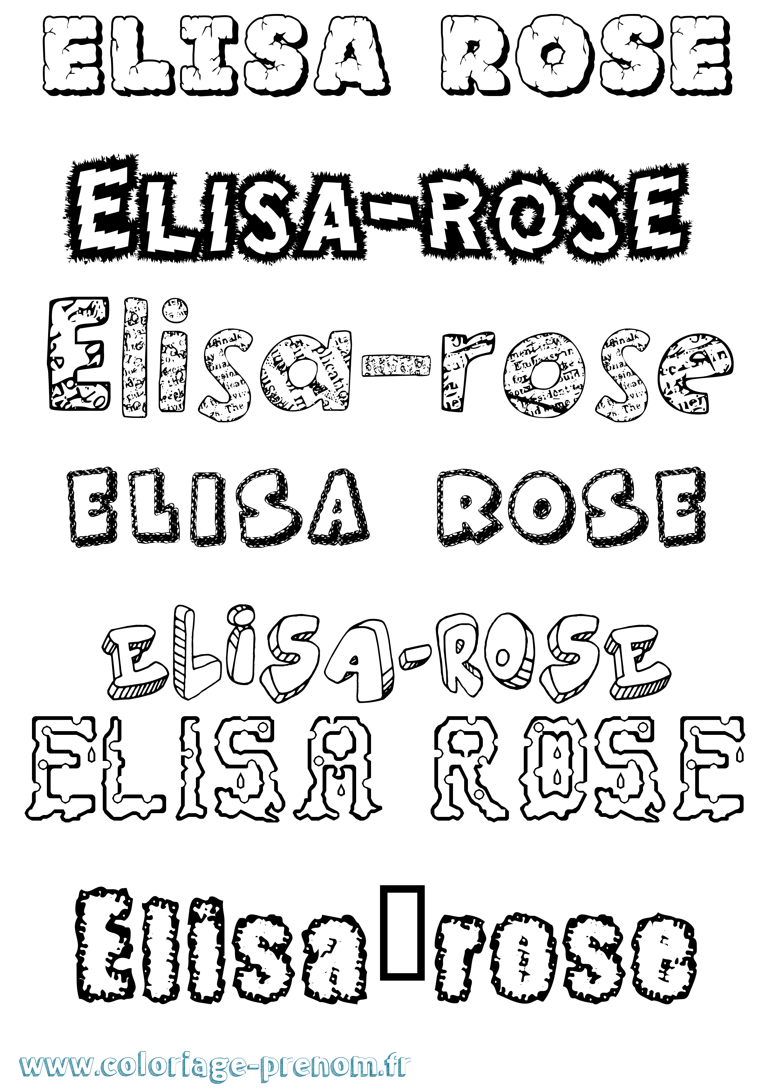 Coloriage prénom Elisa-Rose Destructuré
