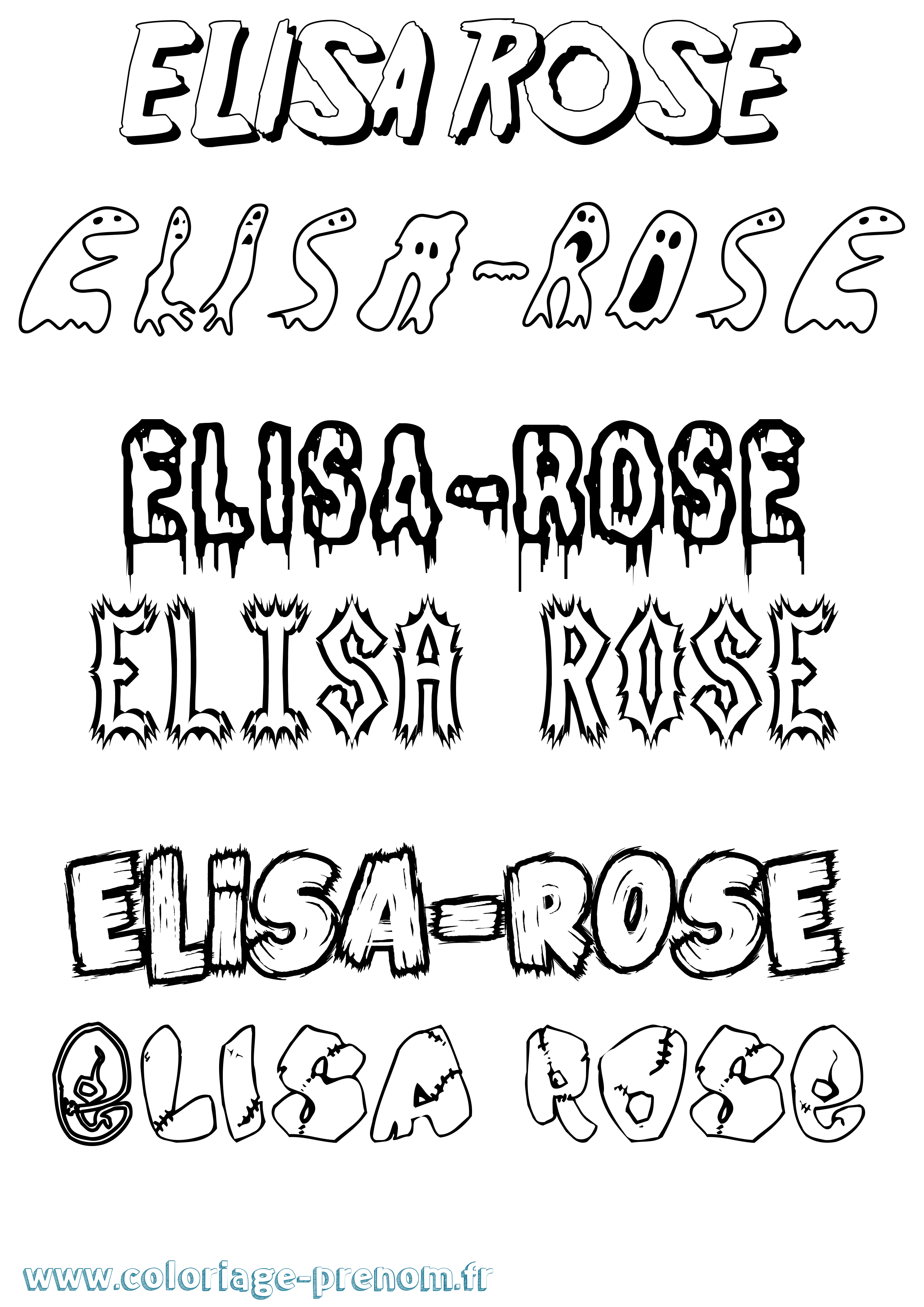 Coloriage prénom Elisa-Rose Frisson