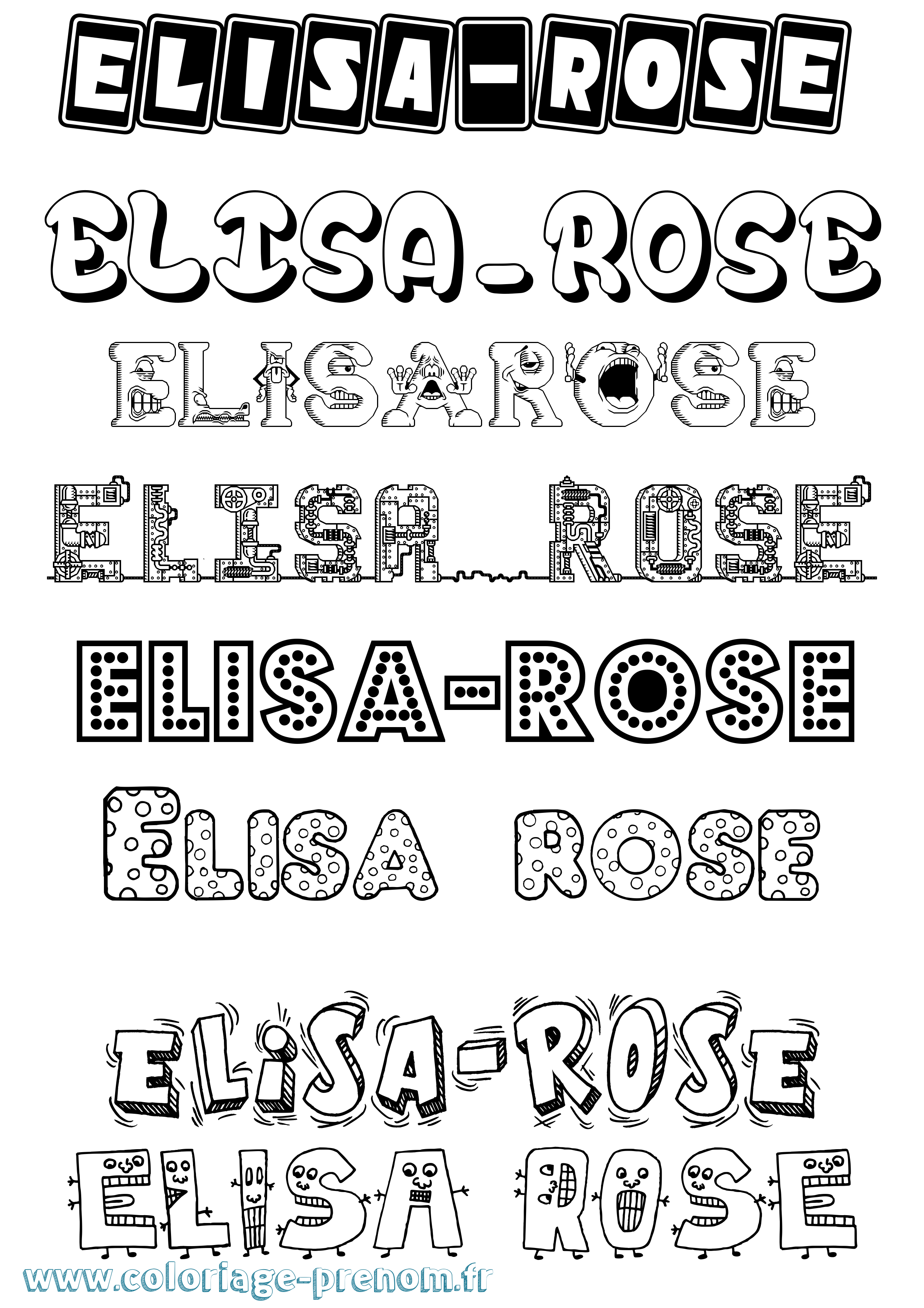Coloriage prénom Elisa-Rose Fun