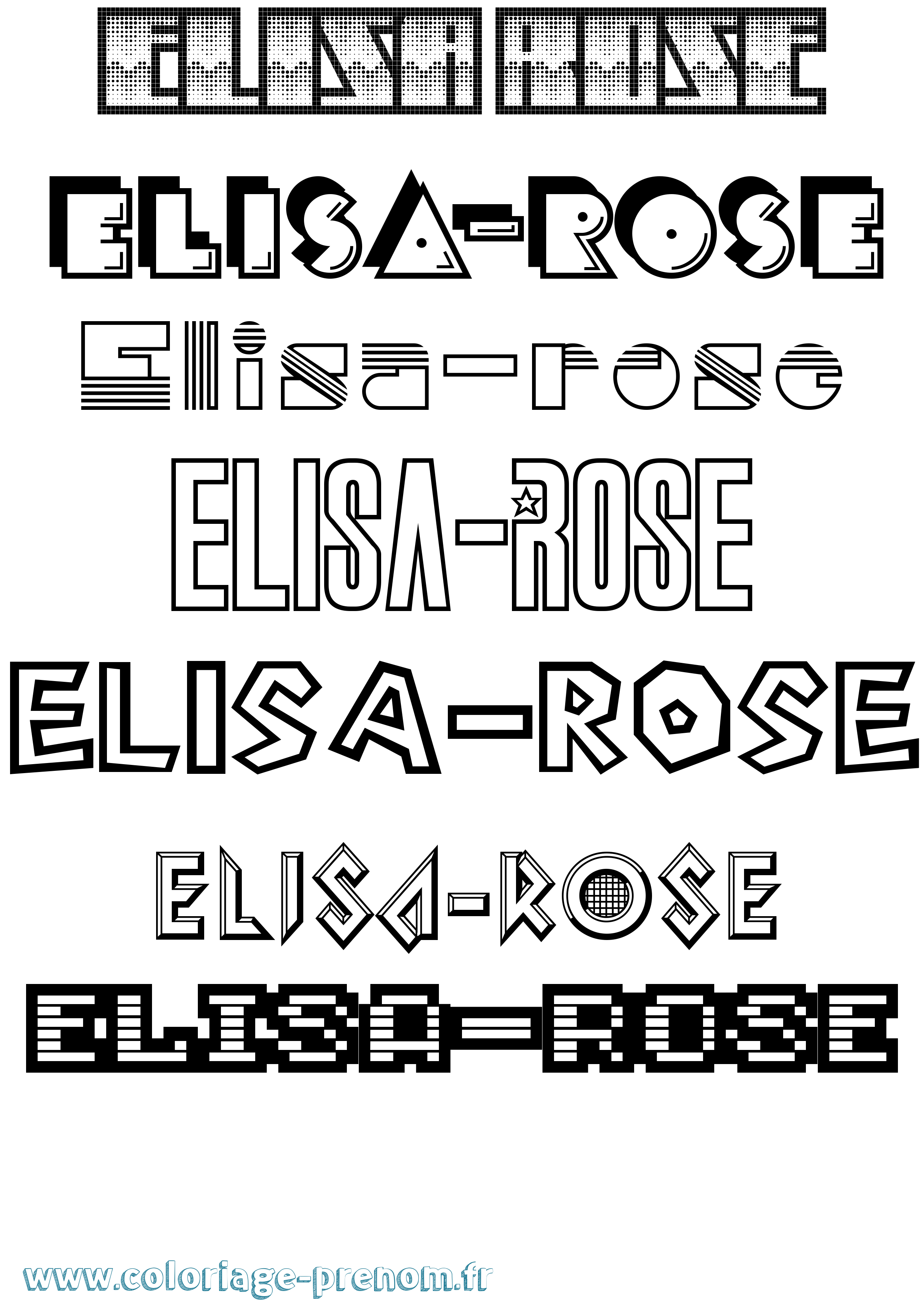 Coloriage prénom Elisa-Rose Jeux Vidéos