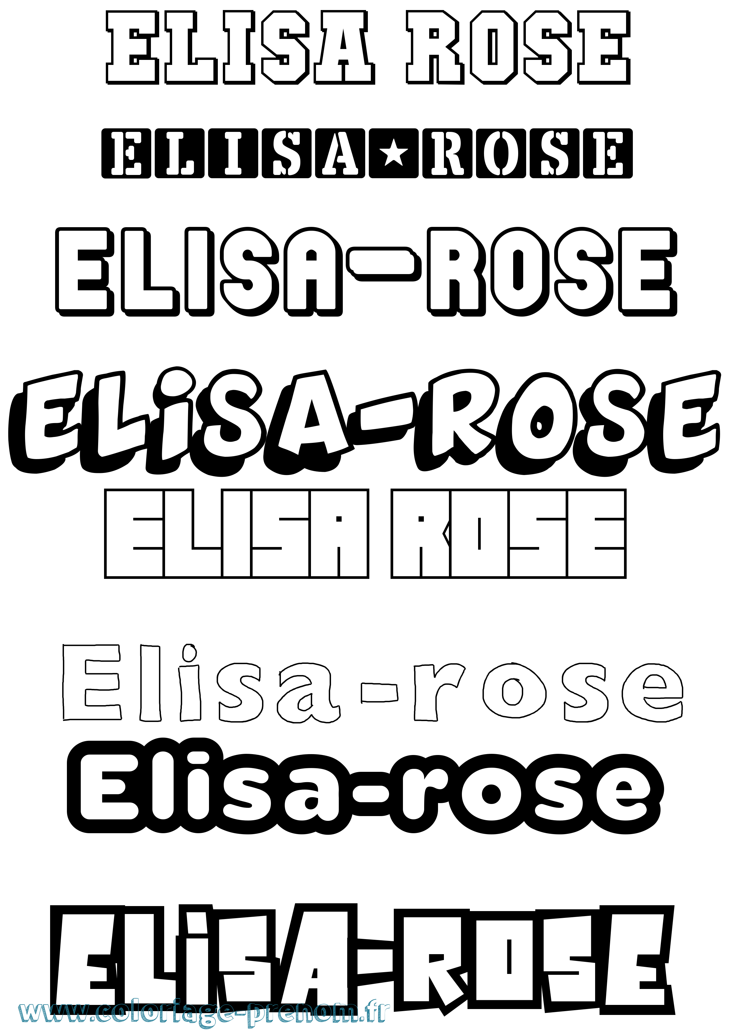 Coloriage prénom Elisa-Rose Simple