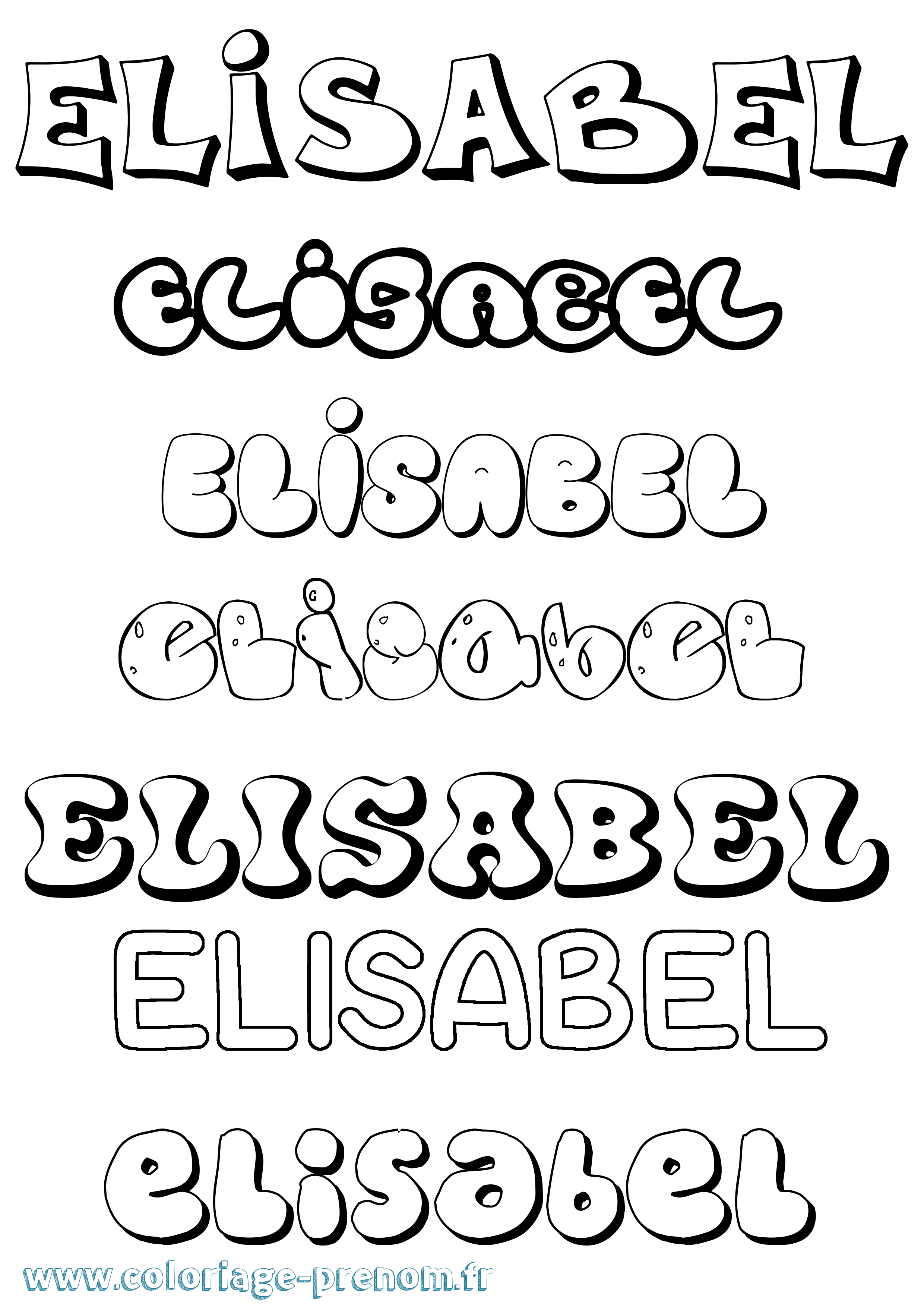 Coloriage Elisabel Bubble Coloriage prénom Elisabel Bubble