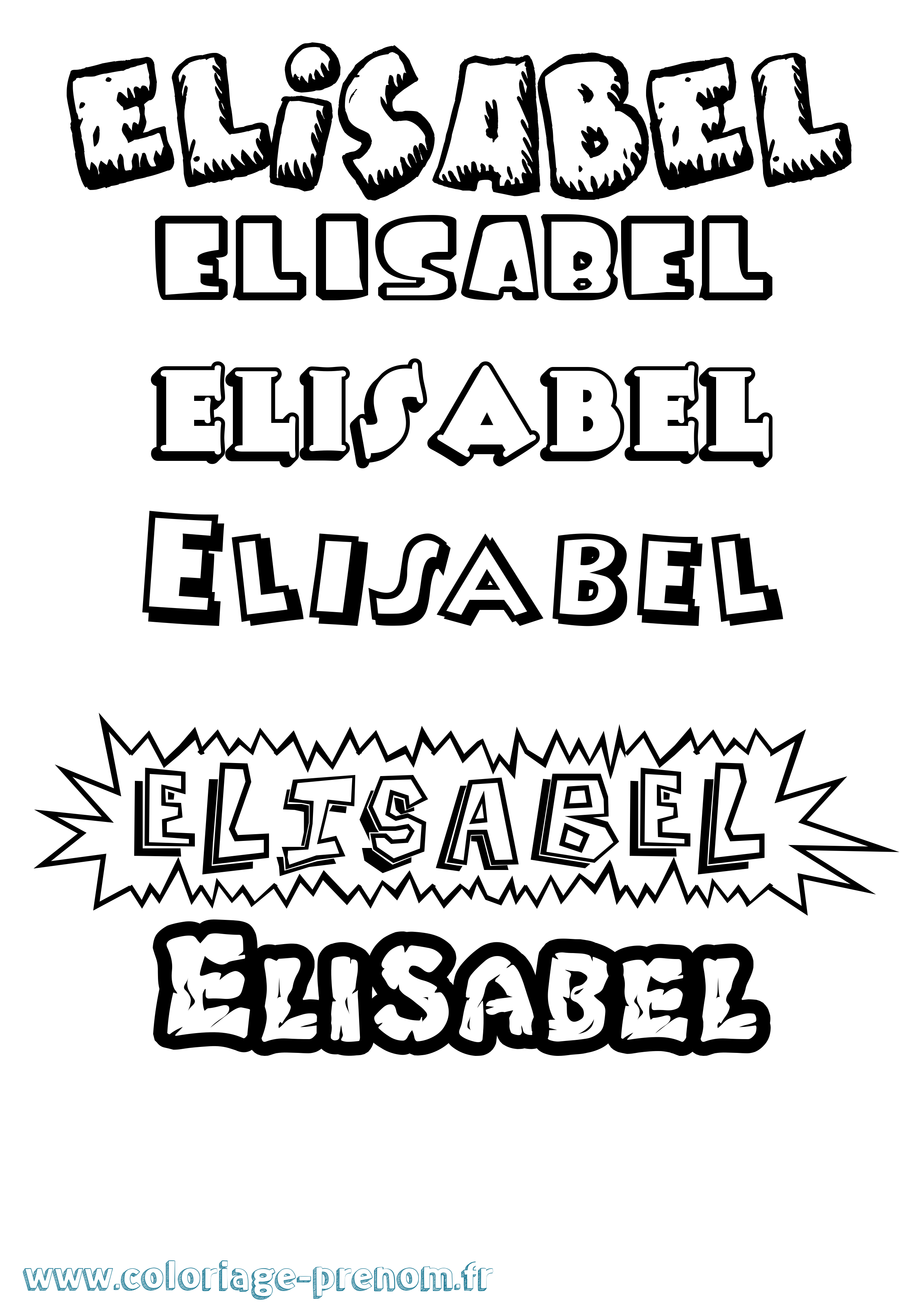 Coloriage Elisabel Dessin Animé Coloriage prénom Elisabel Dessin Animé