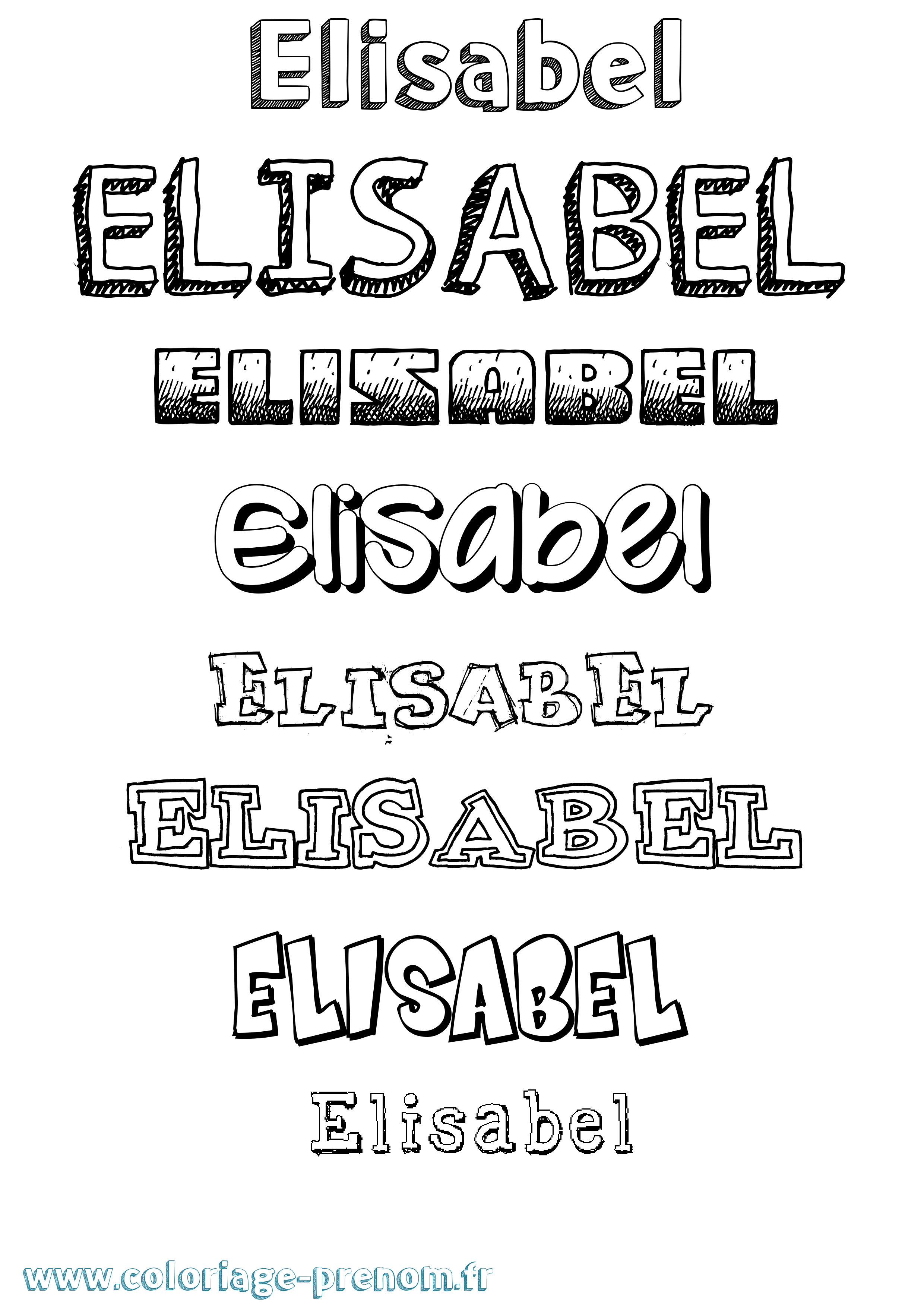 Coloriage Elisabel Dessiné Coloriage prénom Elisabel Dessiné