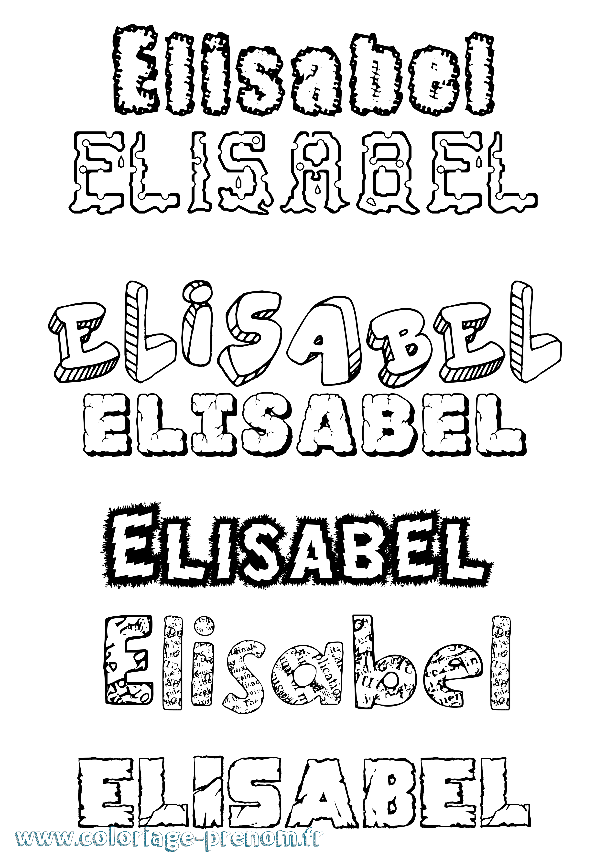 Coloriage Elisabel Destructuré Coloriage prénom Elisabel Destructuré