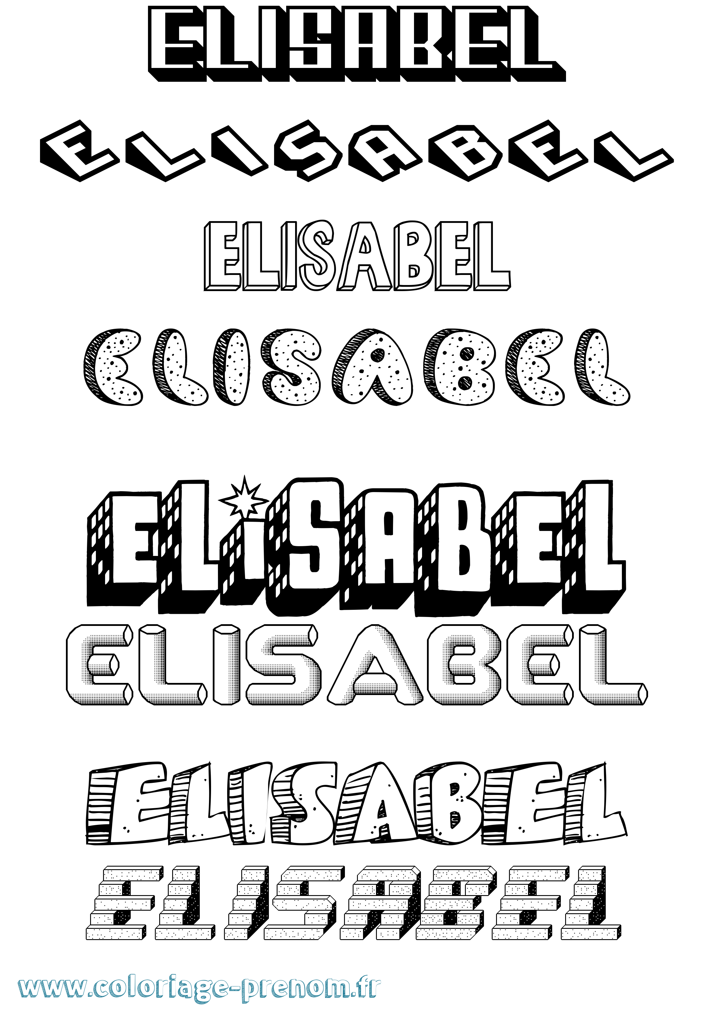 Coloriage Elisabel Effet 3D Coloriage prénom Elisabel Effet 3D