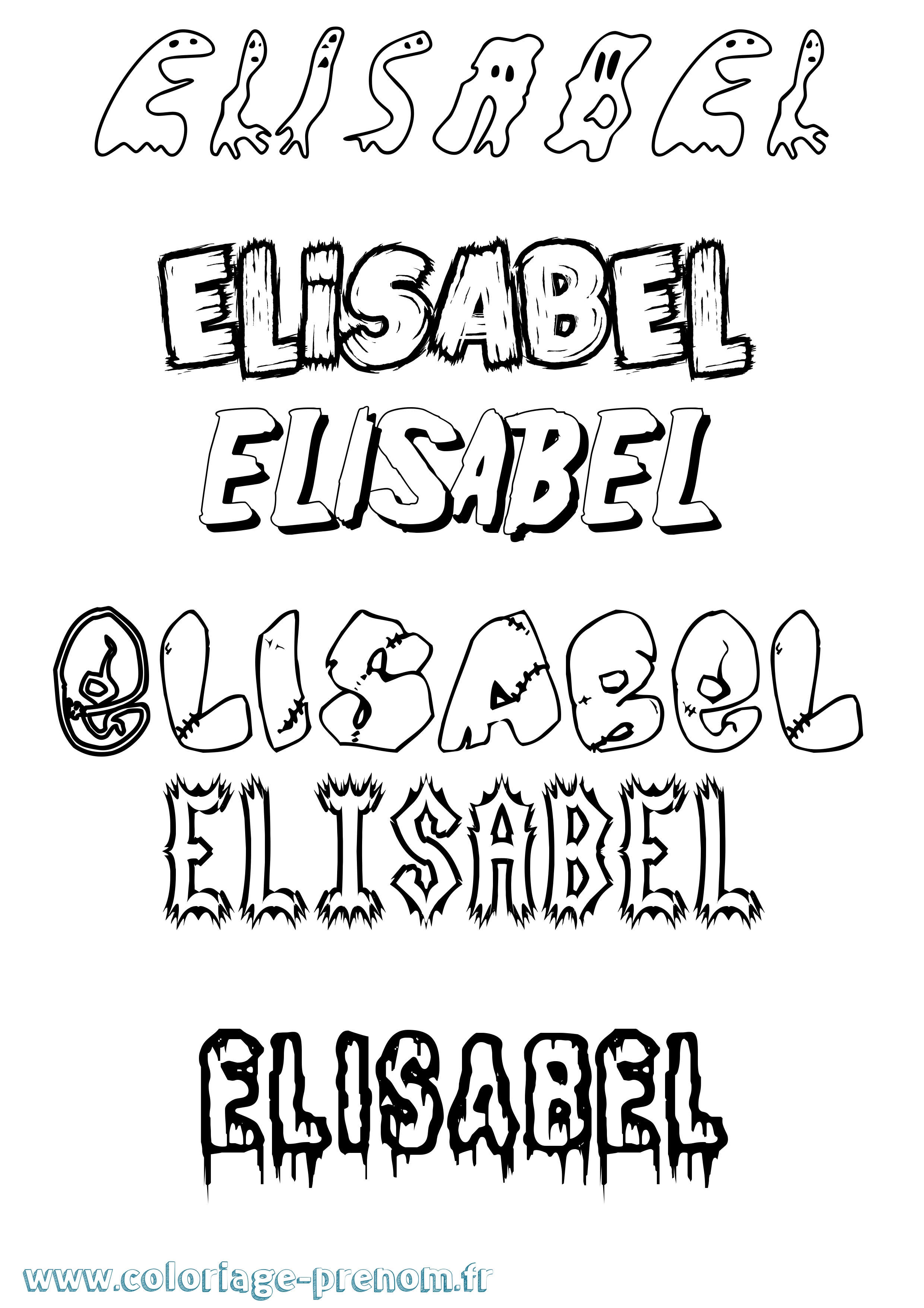 Coloriage Elisabel Frisson Coloriage prénom Elisabel Frisson