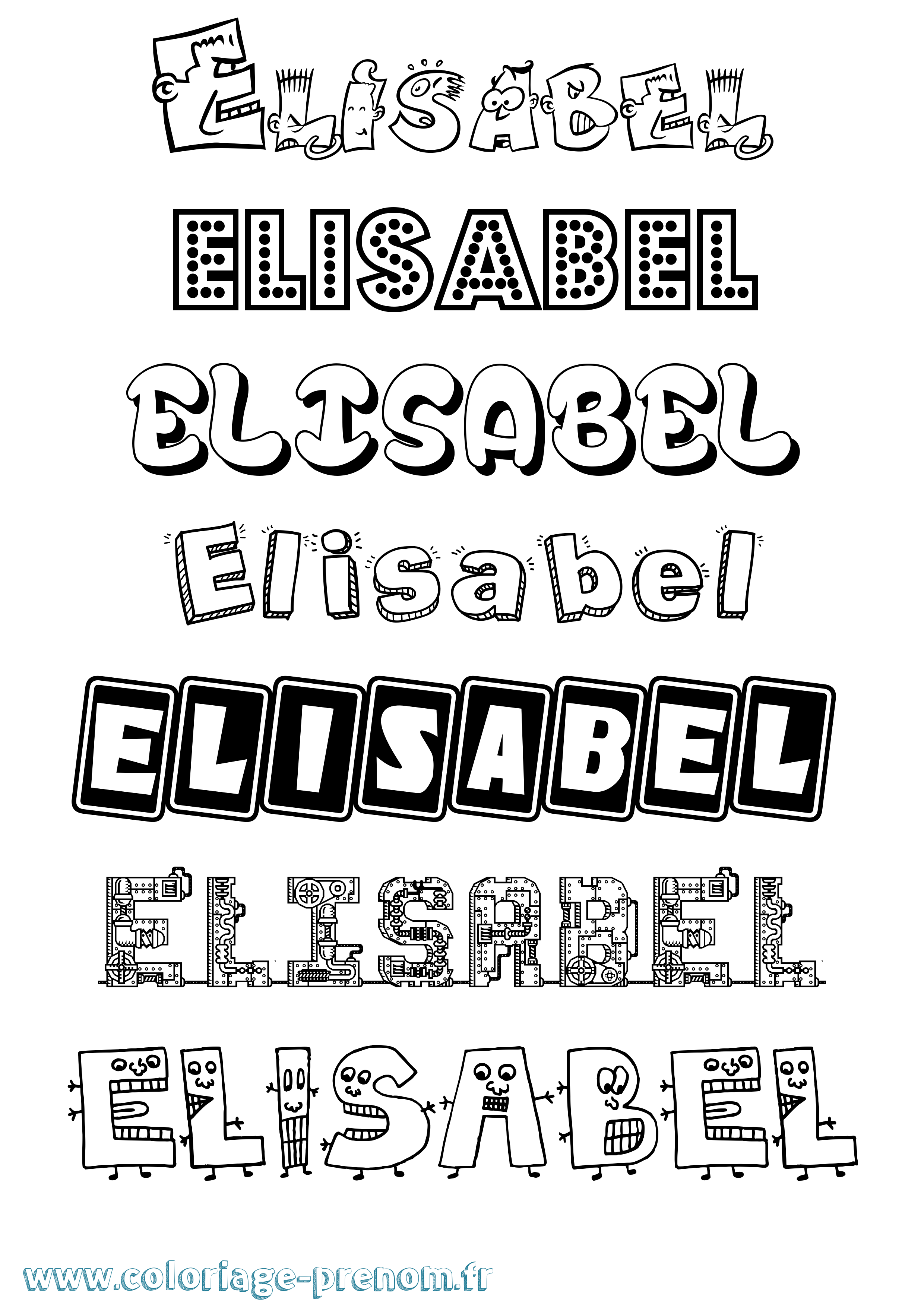 Coloriage Elisabel Fun Coloriage prénom Elisabel Fun