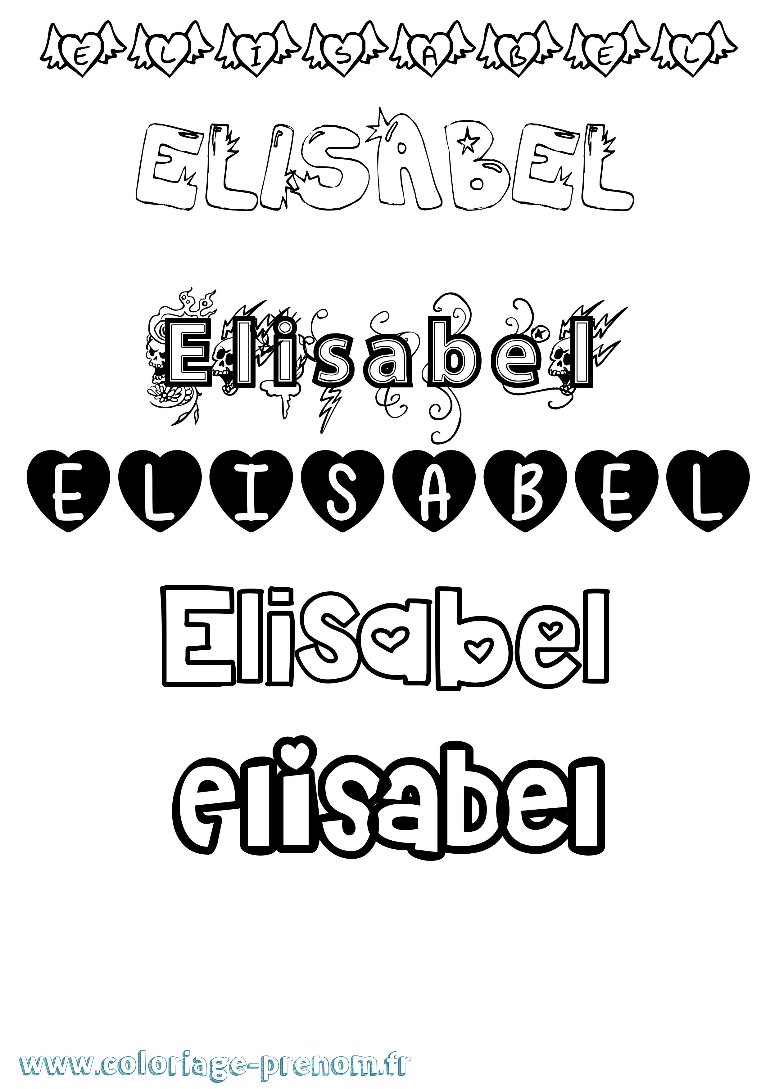 Coloriage Elisabel Girly Coloriage prénom Elisabel Girly