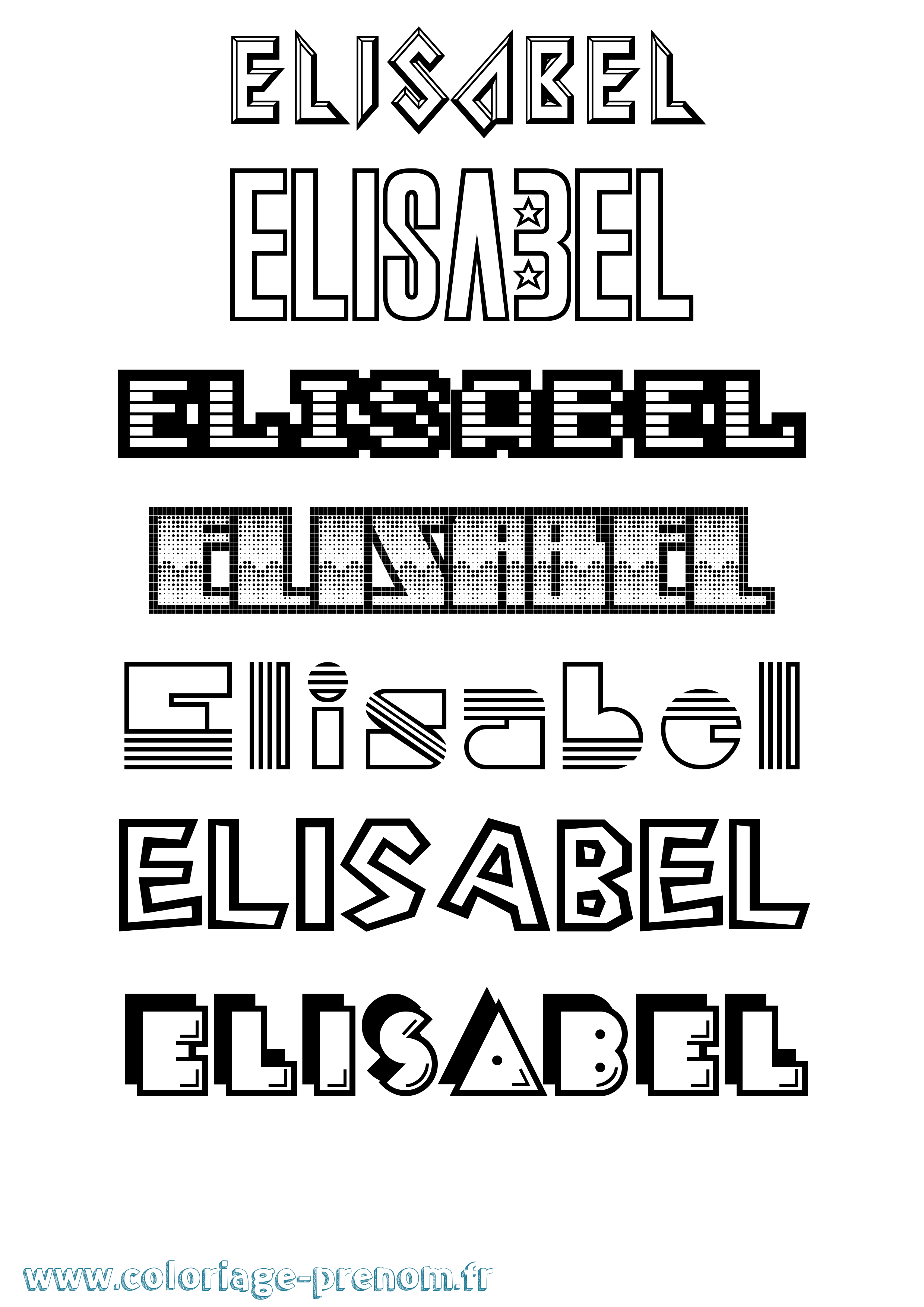Coloriage Elisabel Jeux Vidéos Coloriage prénom Elisabel Jeux Vidéos