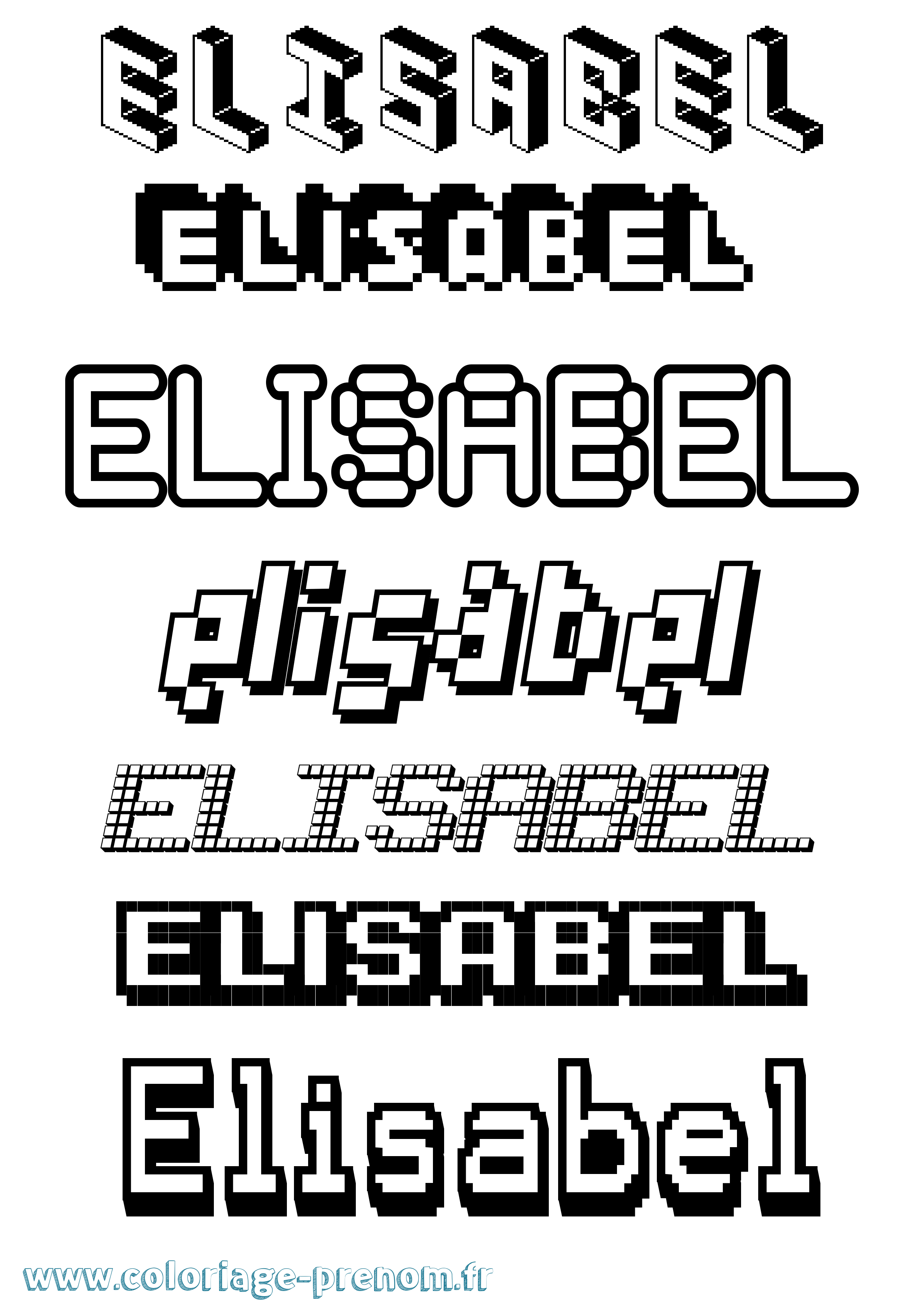 Coloriage Elisabel Pixel Coloriage prénom Elisabel Pixel