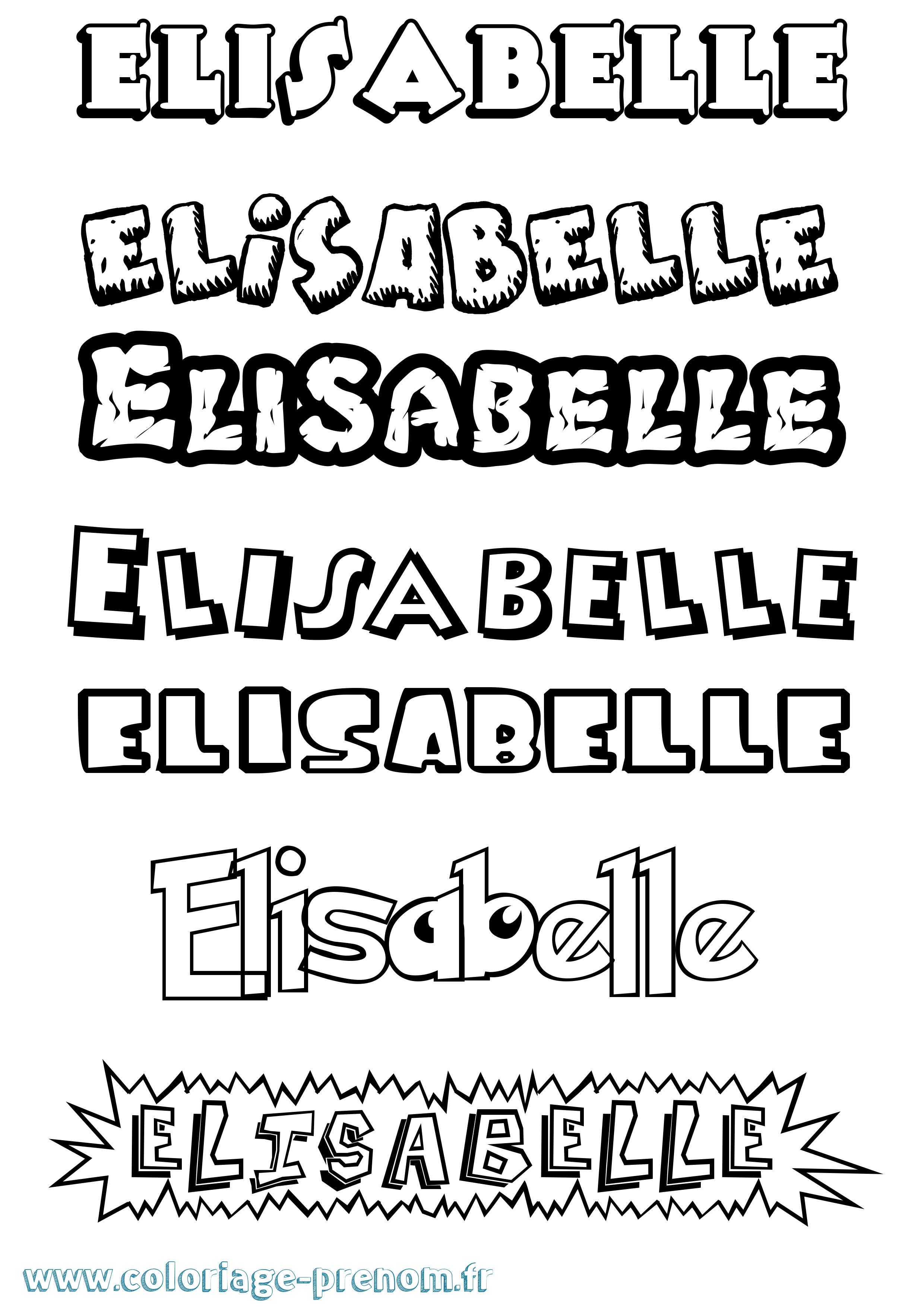 Coloriage prénom Elisabelle Dessin Animé