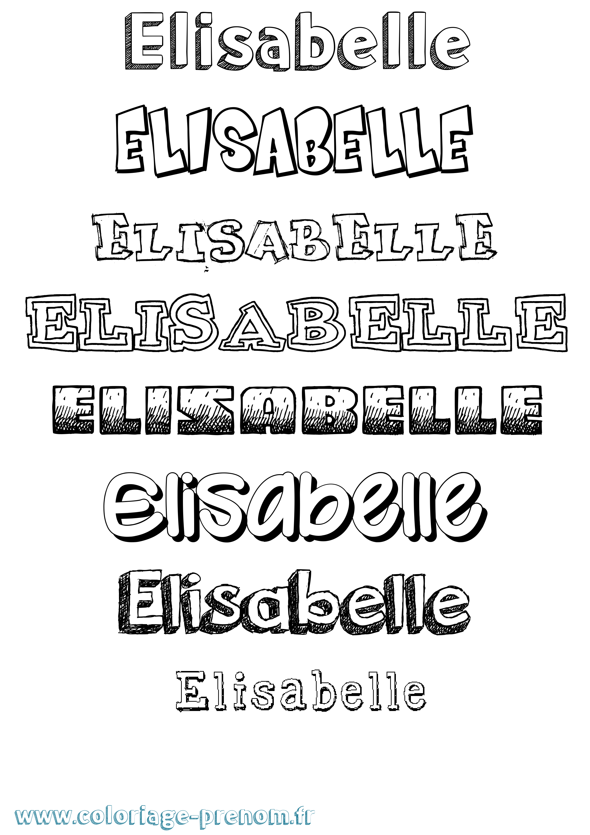 Coloriage prénom Elisabelle Dessiné
