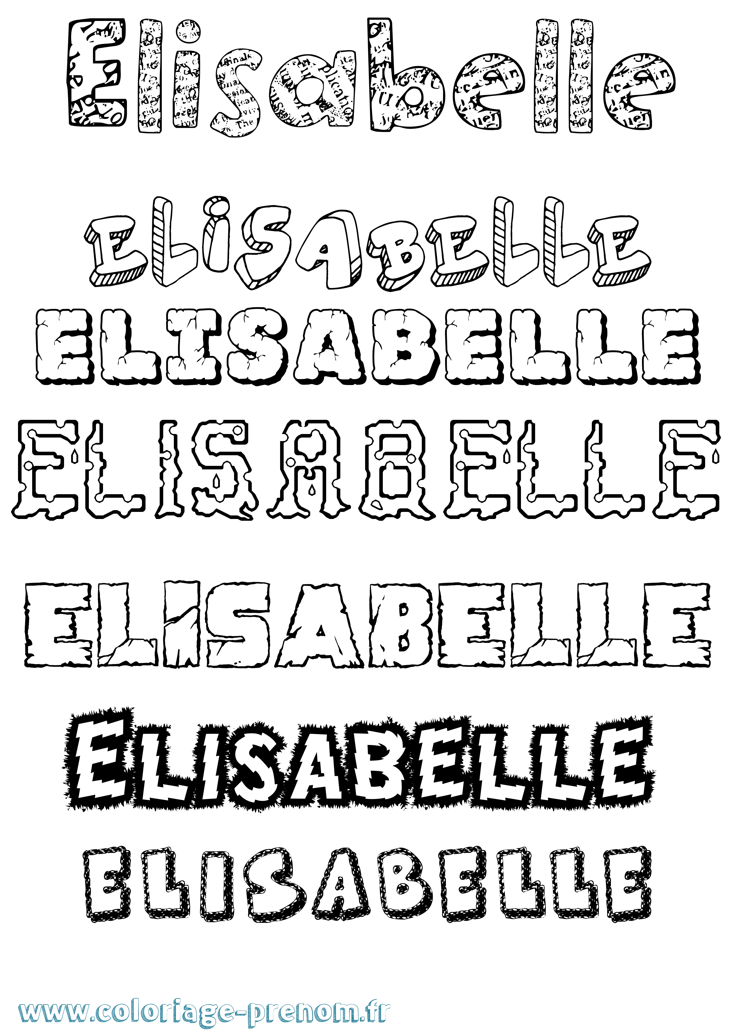 Coloriage prénom Elisabelle Destructuré