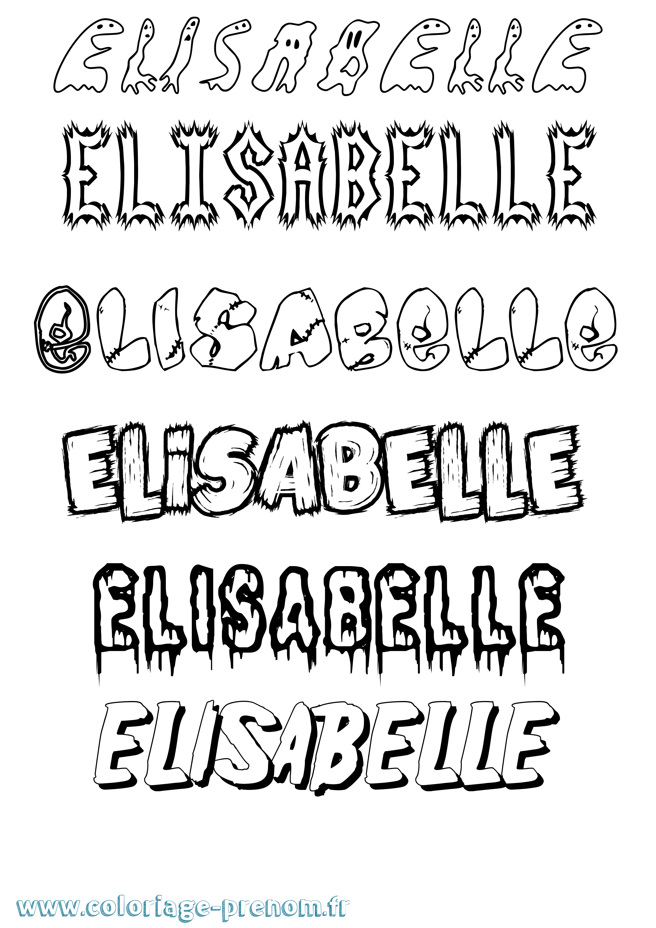 Coloriage prénom Elisabelle Frisson