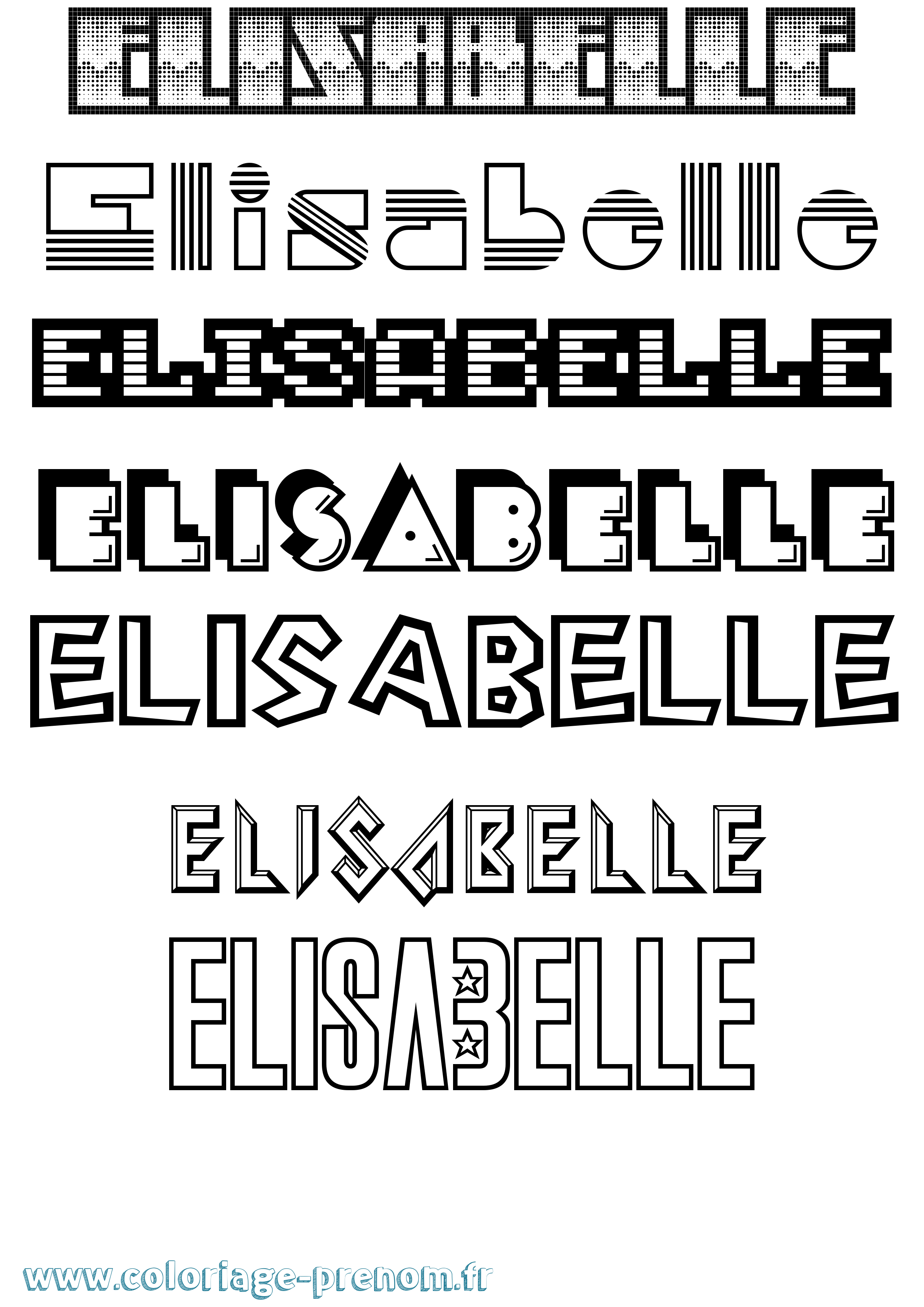 Coloriage prénom Elisabelle Jeux Vidéos