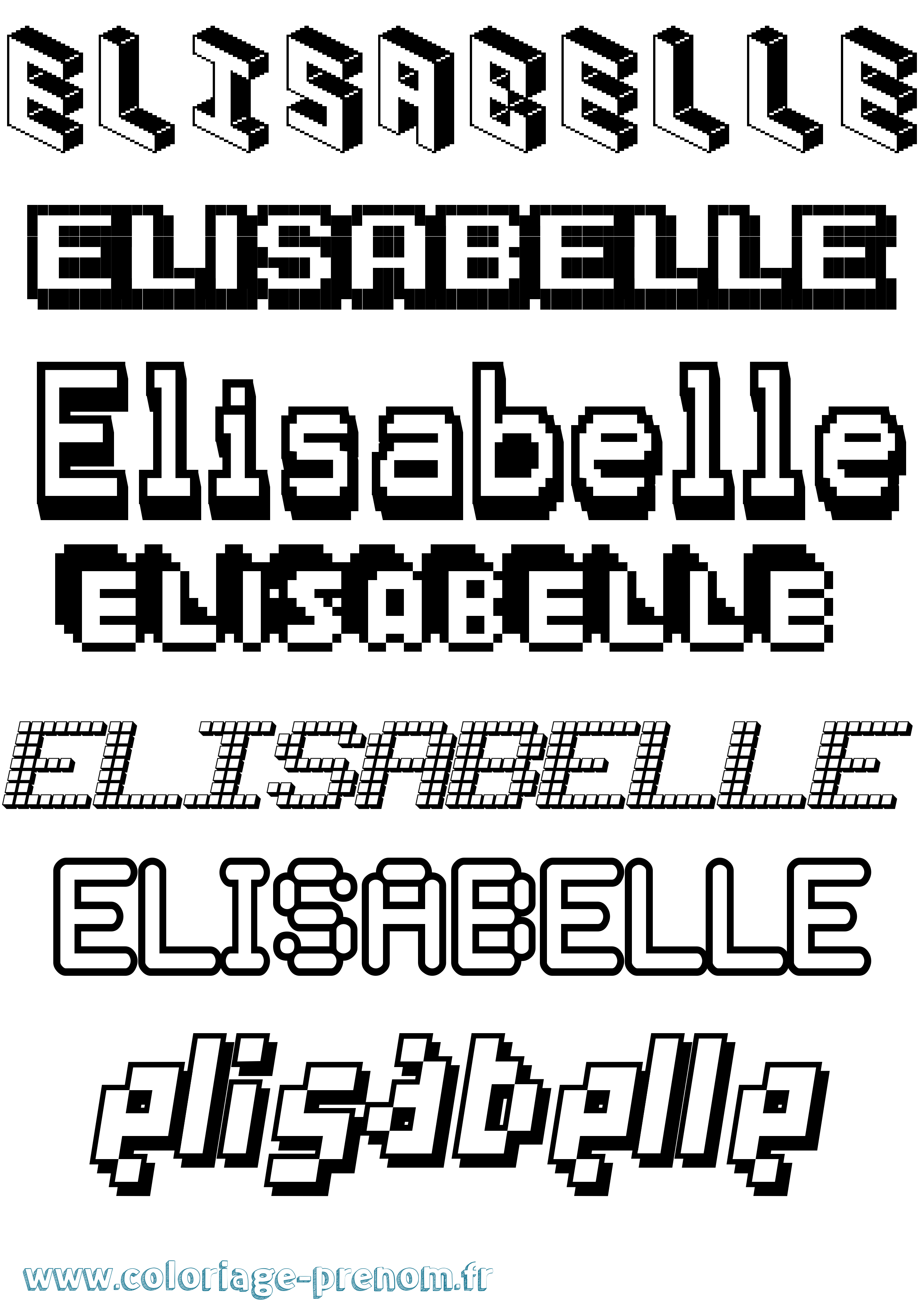 Coloriage prénom Elisabelle Pixel