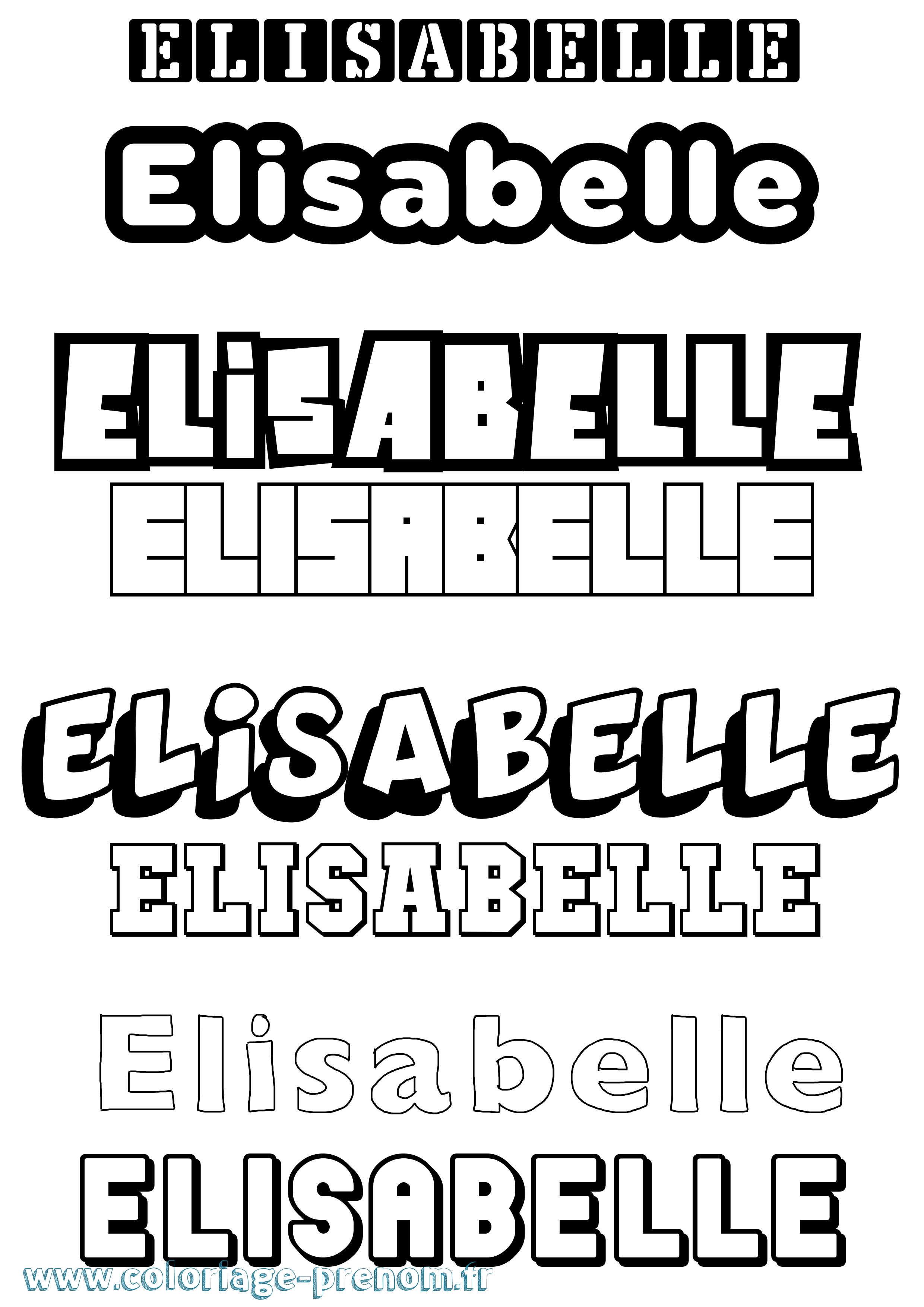 Coloriage prénom Elisabelle Simple