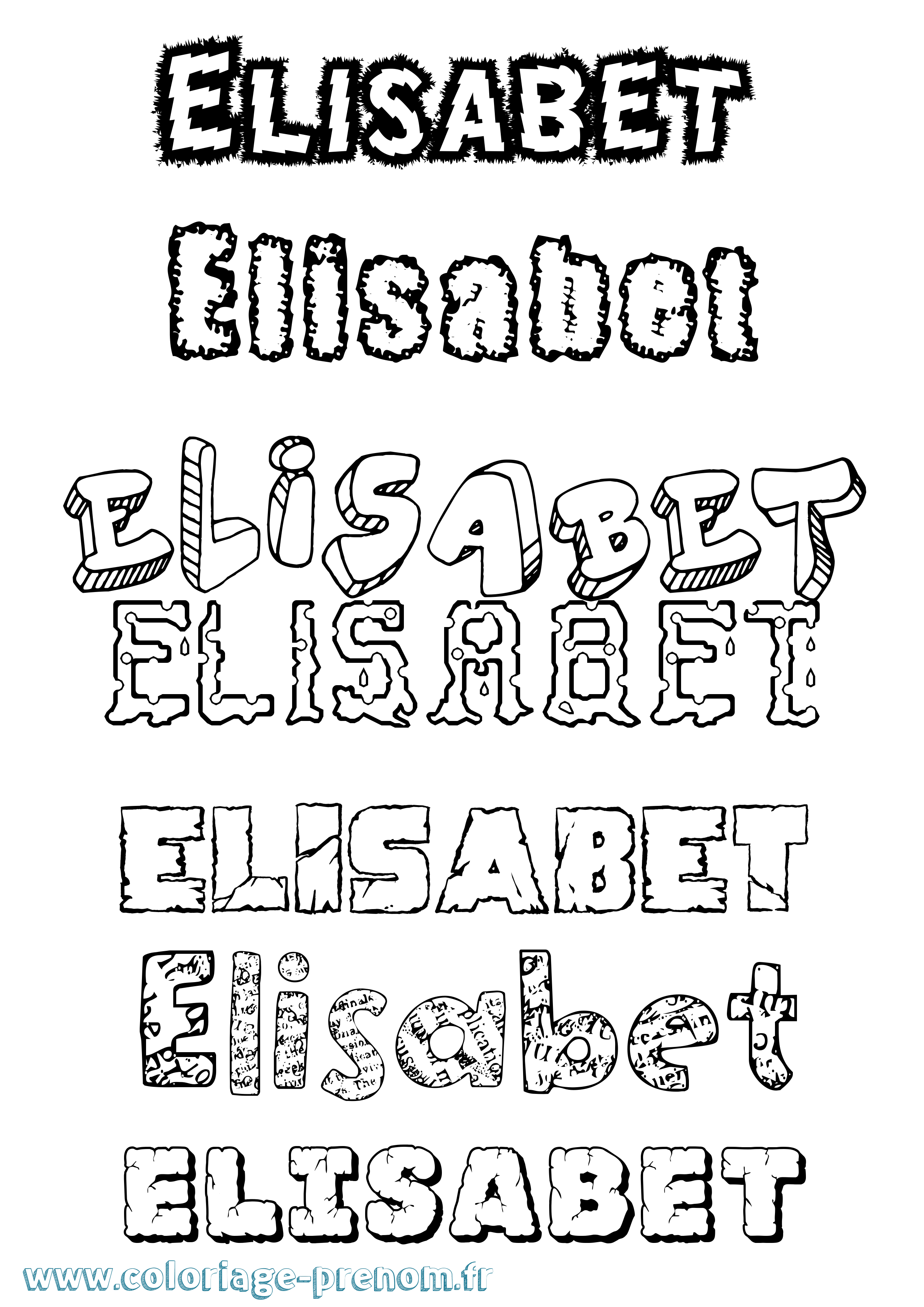 Coloriage prénom Elisabet Destructuré