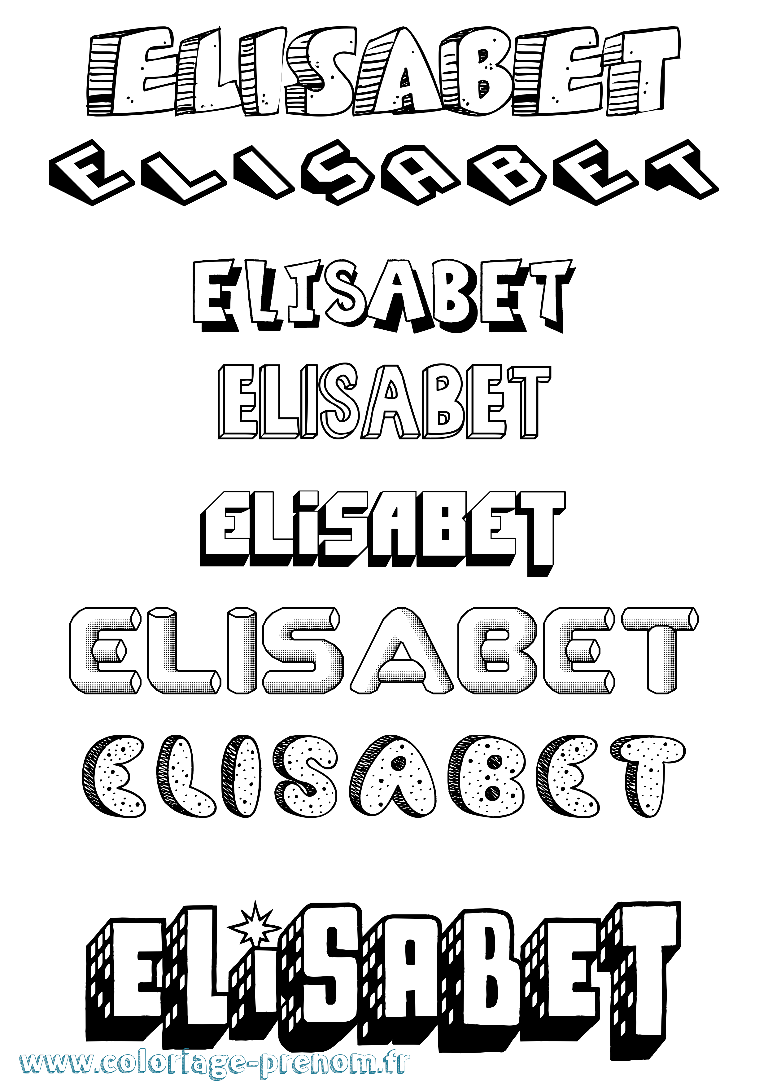 Coloriage prénom Elisabet Effet 3D