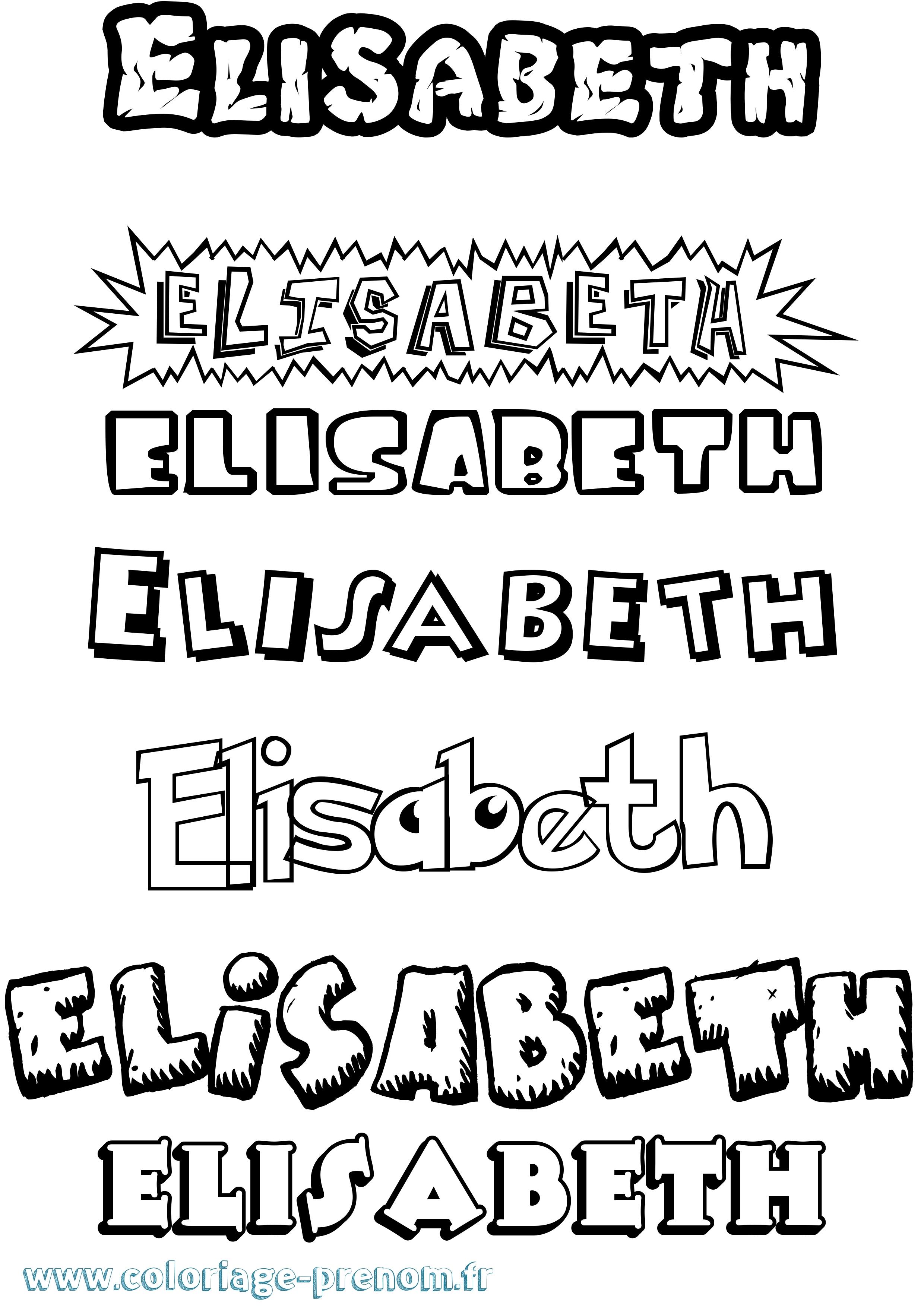 Coloriage prénom Elisabeth Dessin Animé