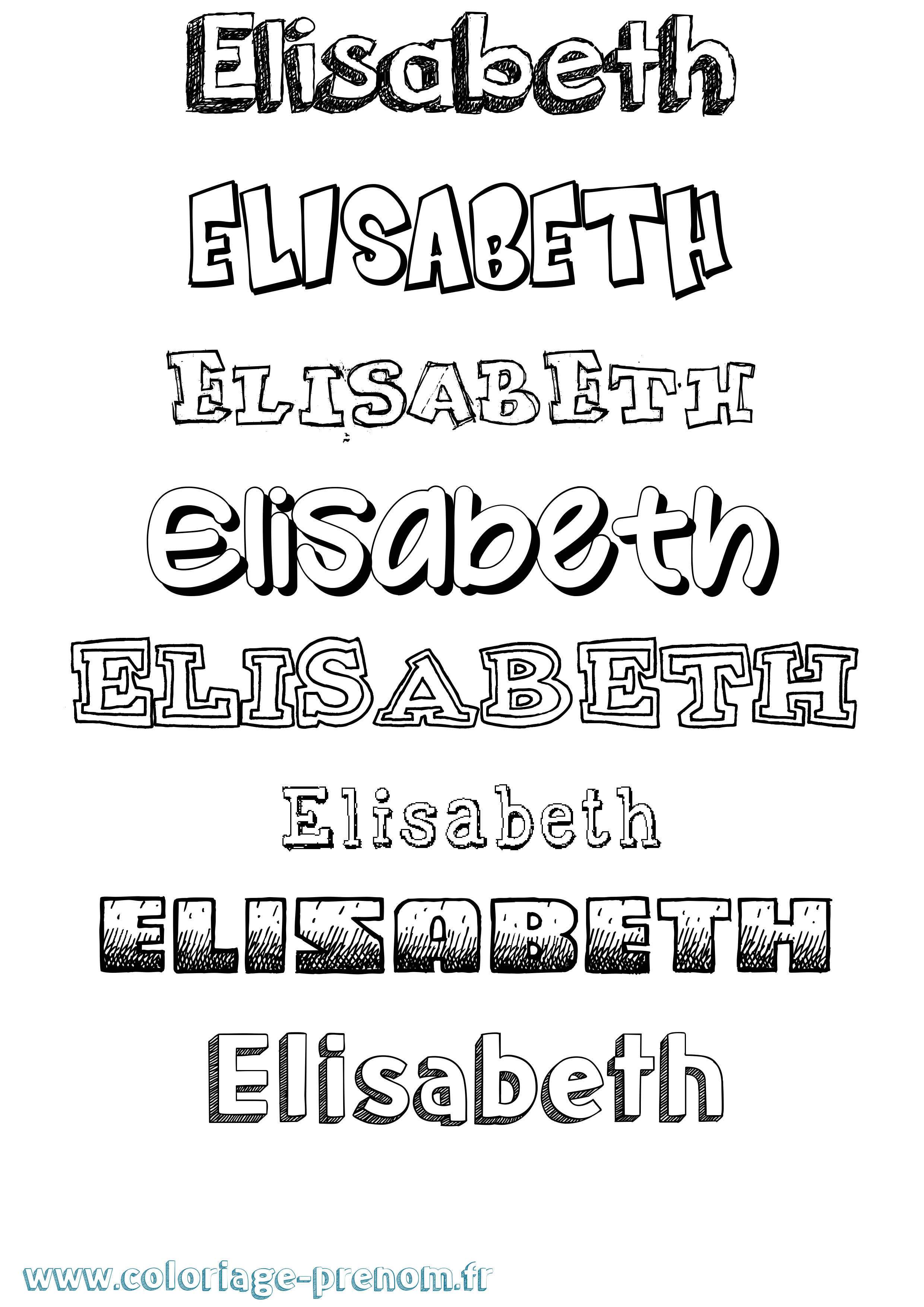 Coloriage prénom Elisabeth Dessiné