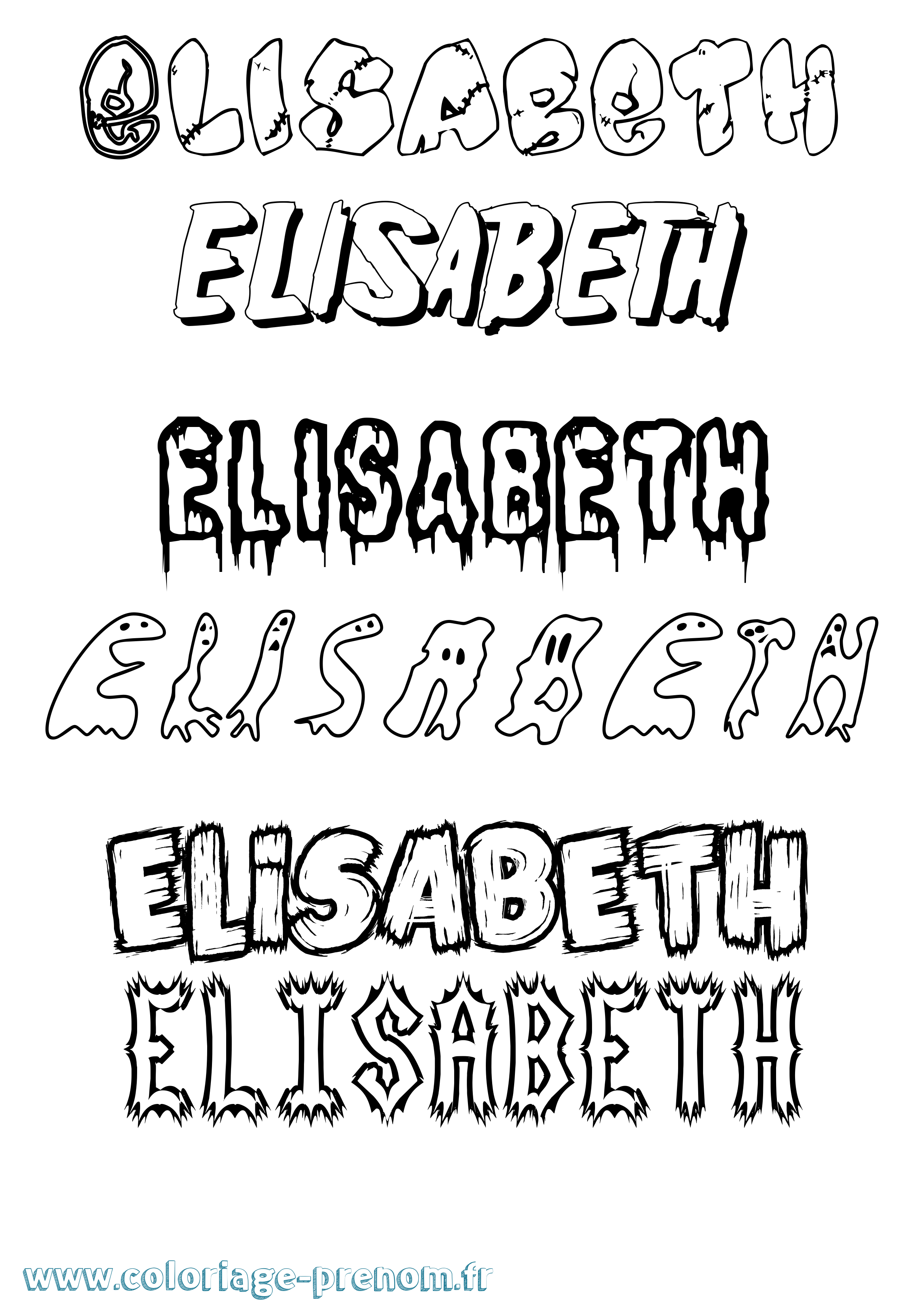 Coloriage prénom Elisabeth Frisson